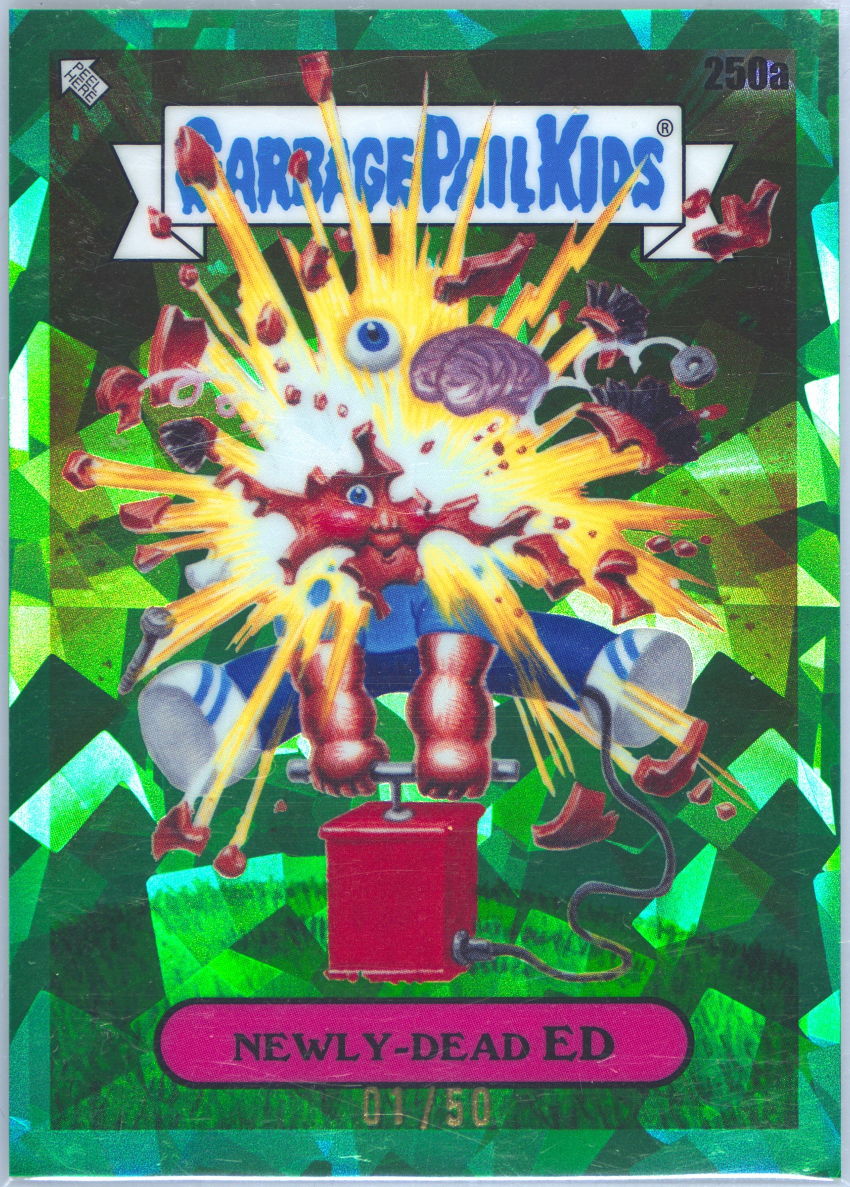 2023 Topps Garbage Pail Kids Chrome Green #250a Newly-Dead Ed front