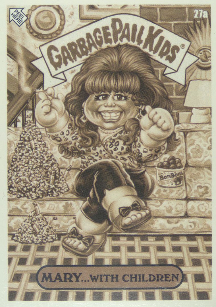 2023 Topps Garbage Pail Kids Prime Slime Trashy TV Sepia #27a Mary...With Children front