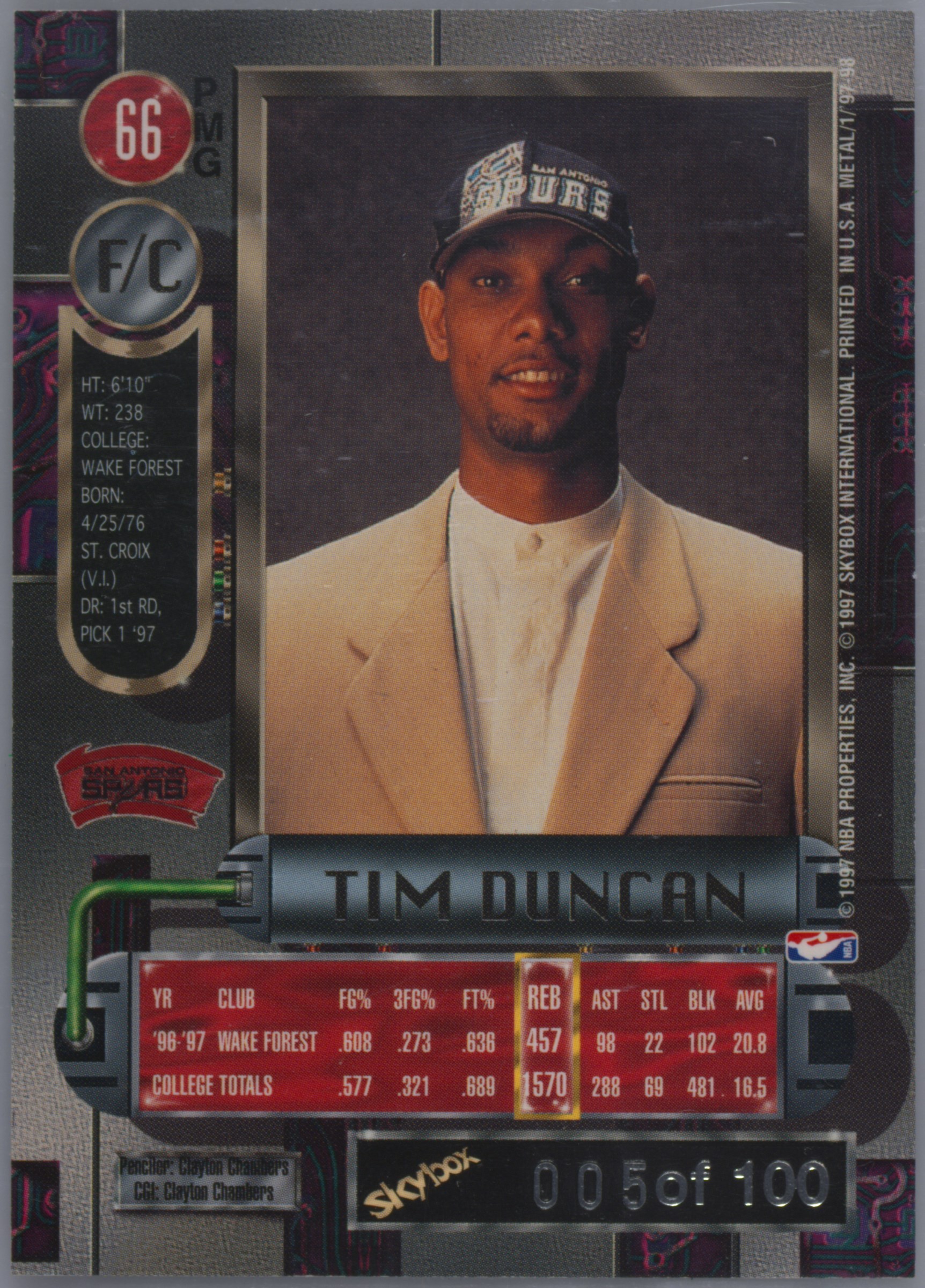 Universe l 97-98 Tim All Championship Universe Metal 1997 | Prices #20 Duncan Tim 7枚セット Duncan その他