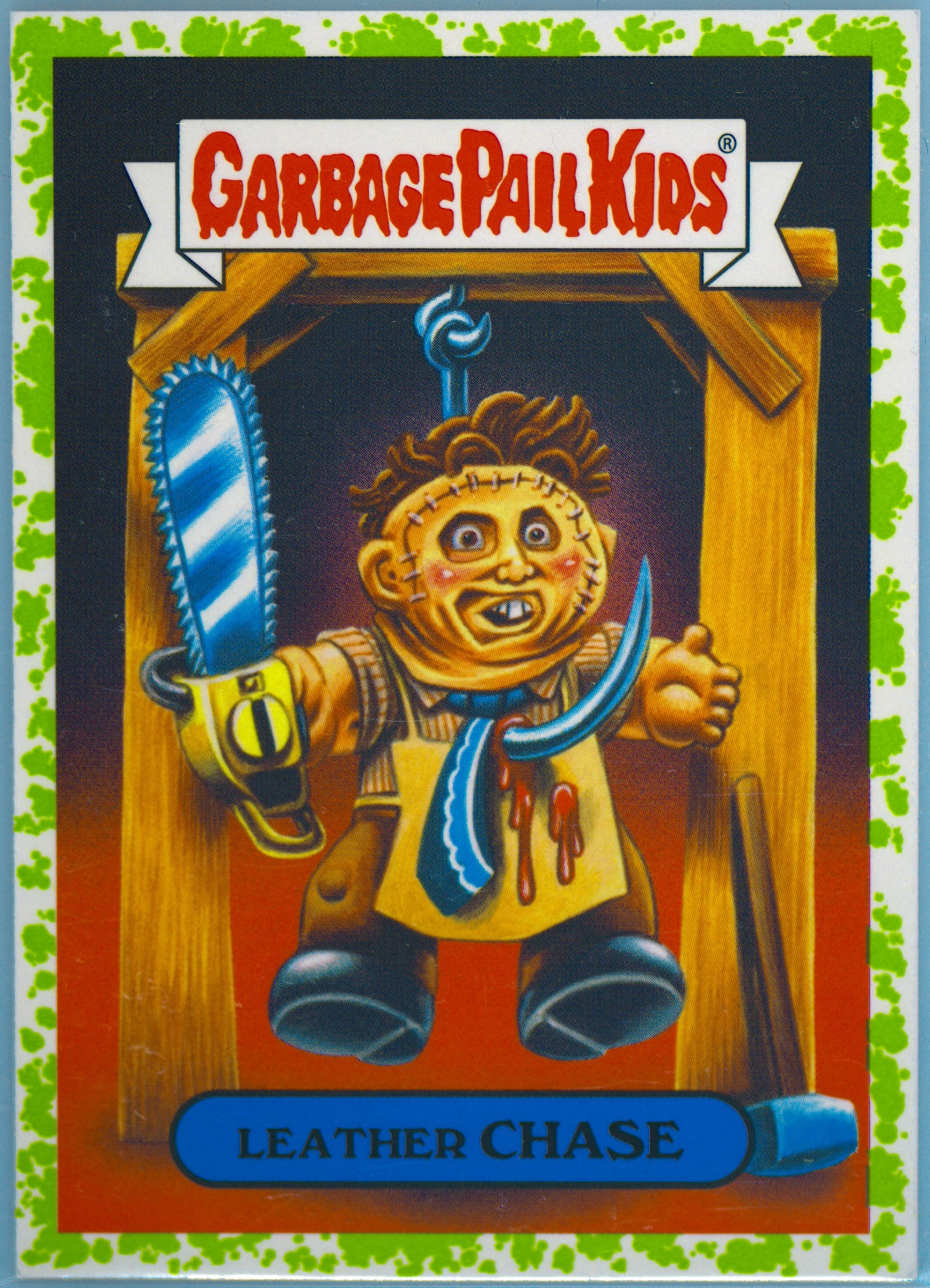 2018 Topps Garbage Pail Kids Series 2 Retro Horror Stickers Puke #13a Leather Chase front