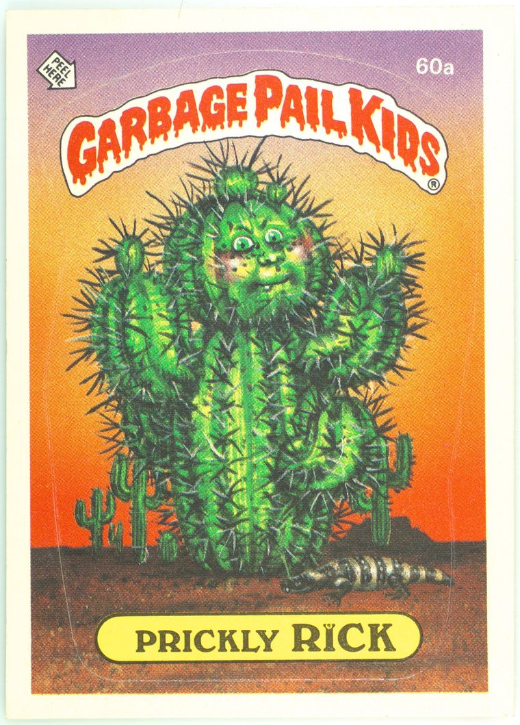 1986 Topps Garbage Pail Kids Stickers-U.K. Minis #60a Prickly Rick front