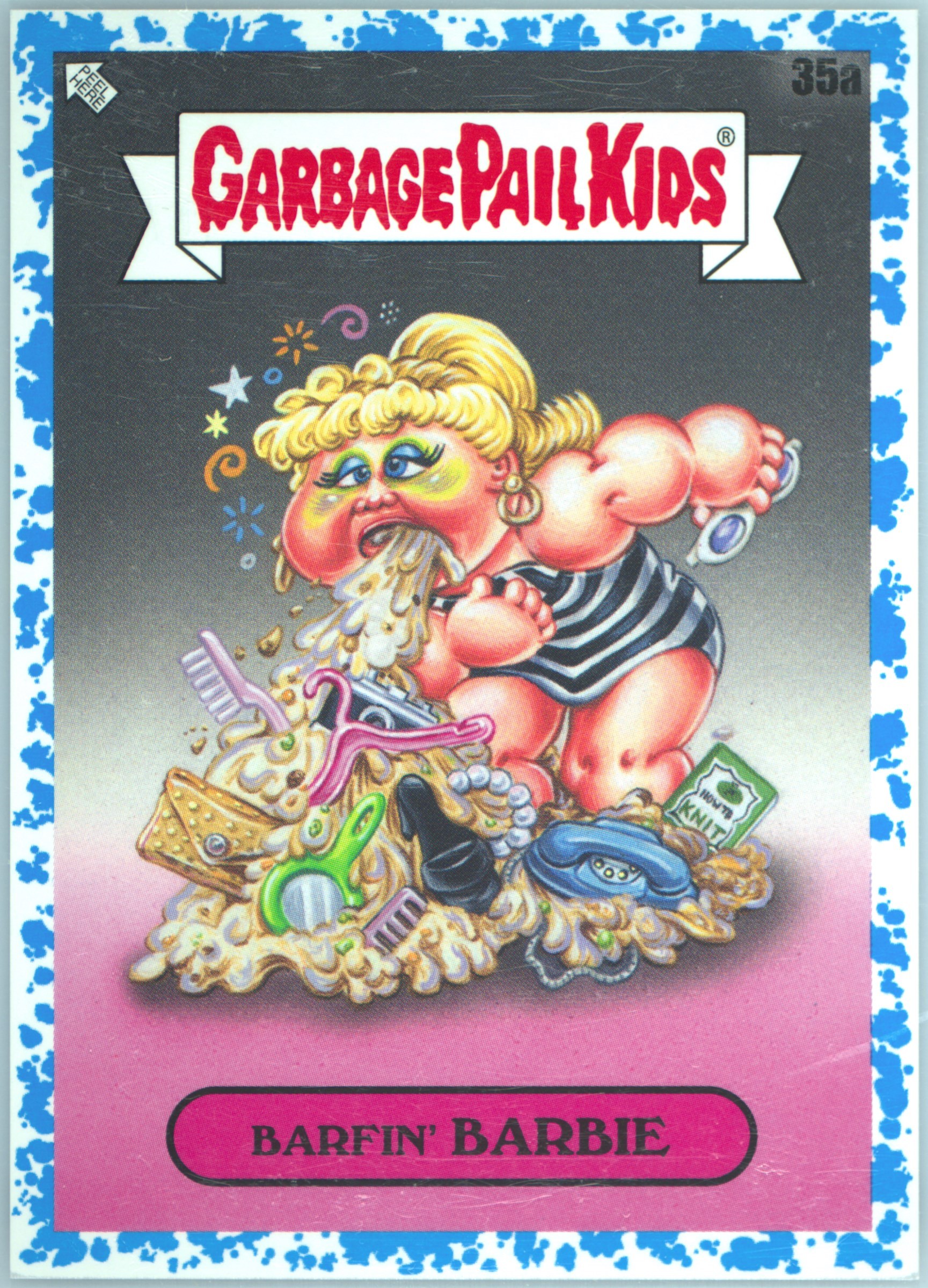 2024 Topps Garbage Pail Kids: Kids At Play Blue #35a Barfin' Barbie front
