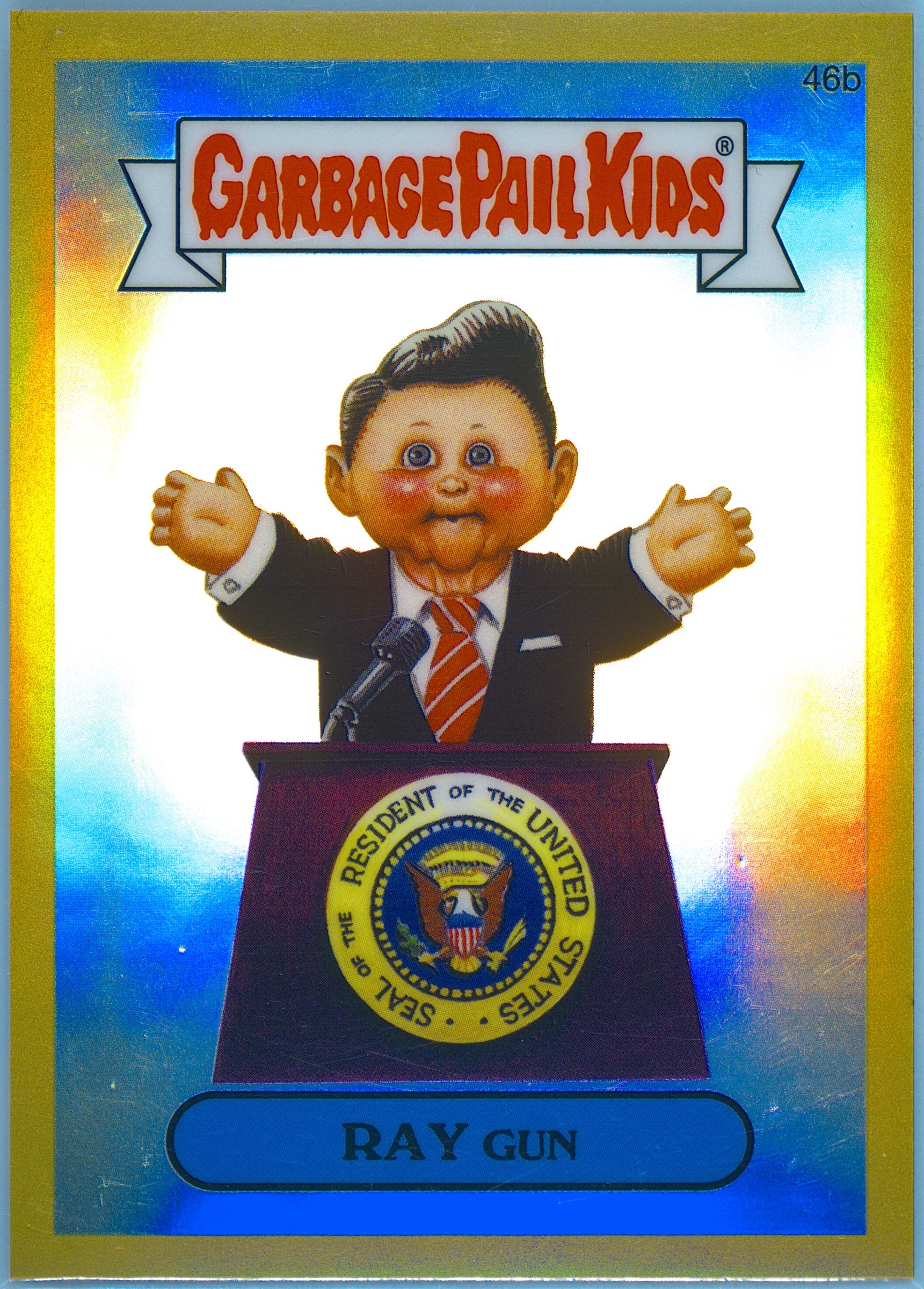 2014 Topps Garbage Pail Kids Chrome Series 2 Gold Refractor #46b Ray Gun front