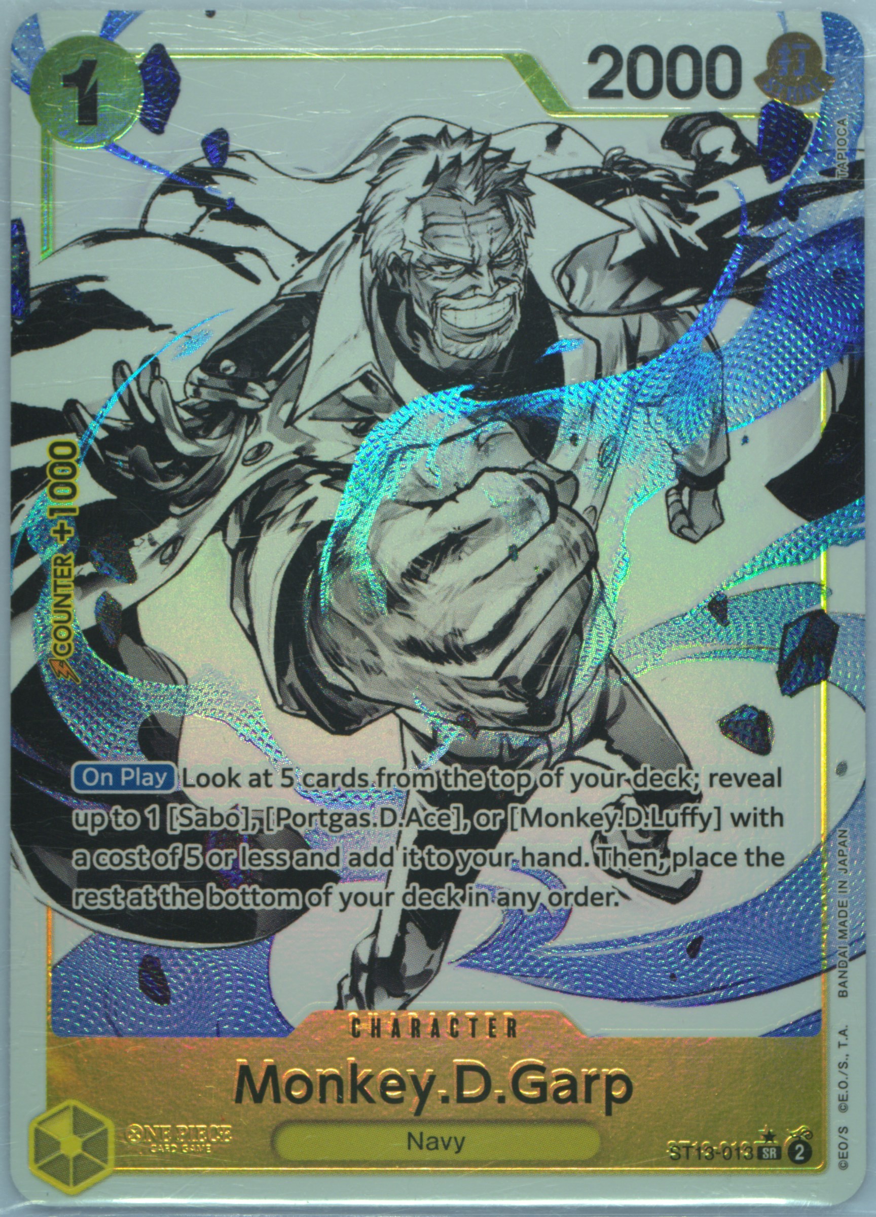 garp one piece tcg deck One Piece Trading Card Game Carrying On His Will Rare Monkey.D.Garp OP13-016