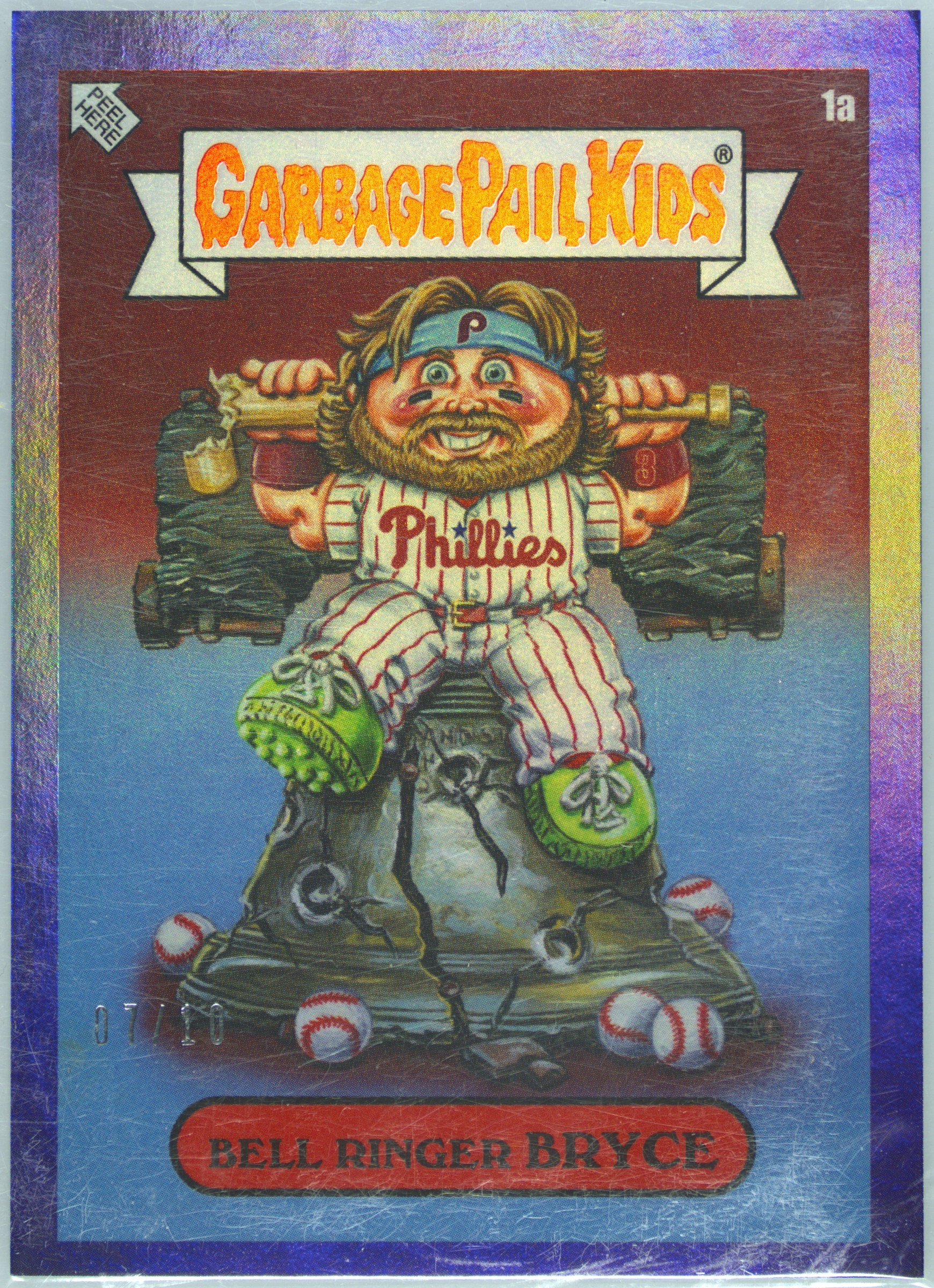 2023 Topps Garbage Pail Kids X Mlb Series 3 Purple Foil #1a Bell Ringer Bryce front
