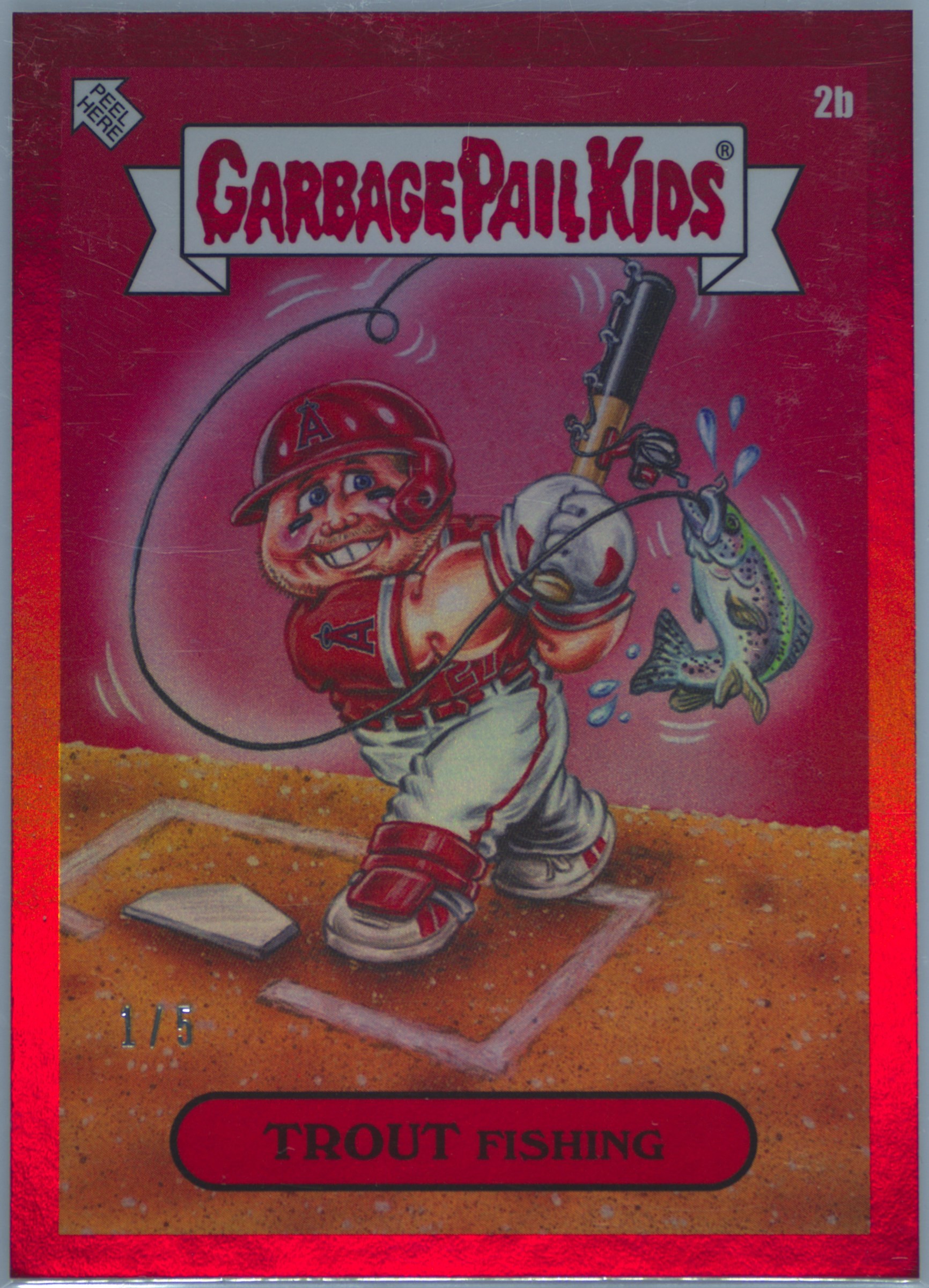 2023 Topps Garbage Pail Kids X MLB Series 3 Red Foil #2b Trout Fishing front