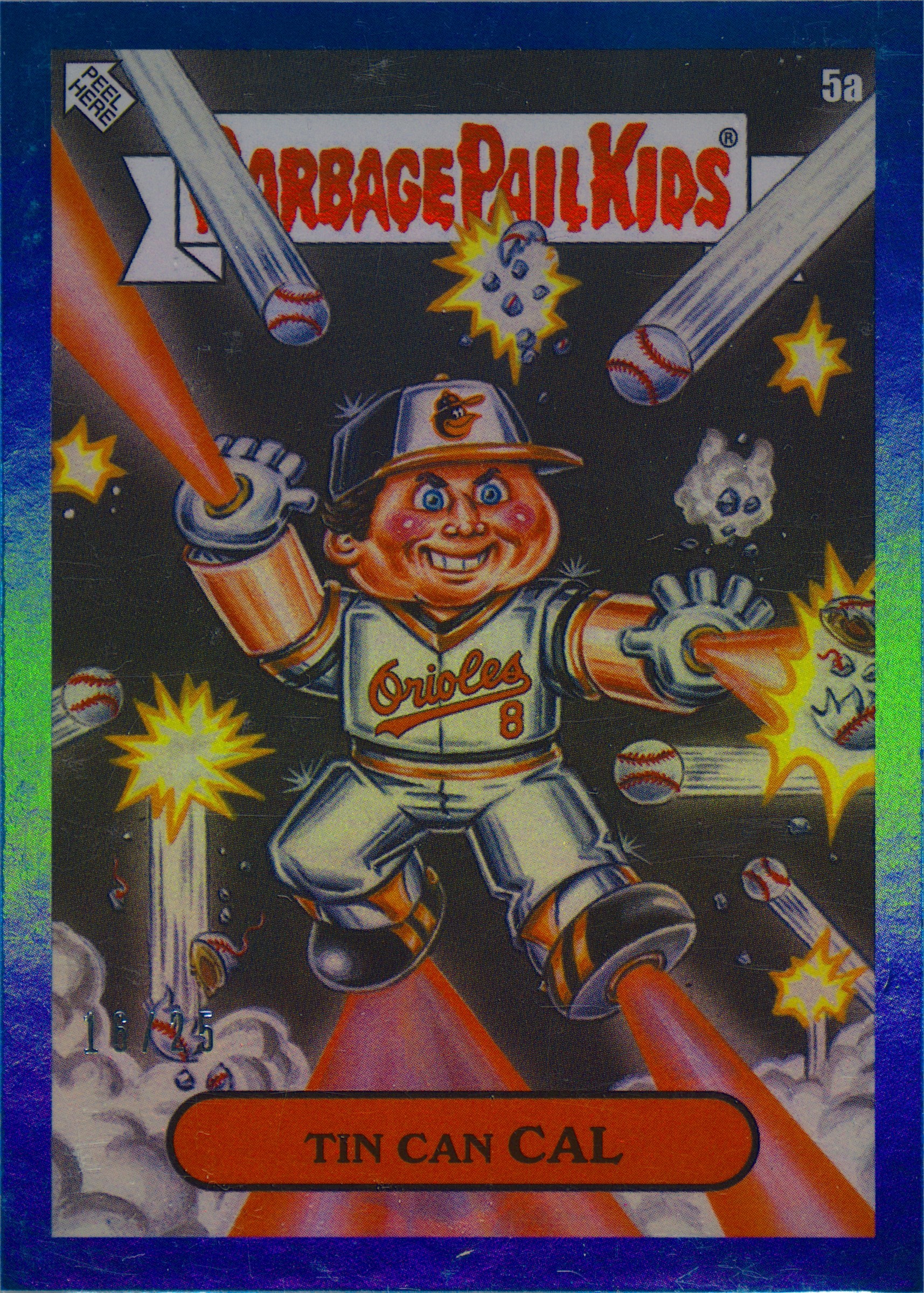 2023 Topps Garbage Pail Kids X Mlb Series 3 Blue Foil #5a Tin Can Cal front
