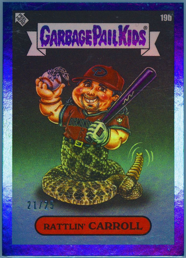 2023 Topps Garbage Pail Kids X MLB Series 3 Blue Foil #19b Rattlin' Carroll front