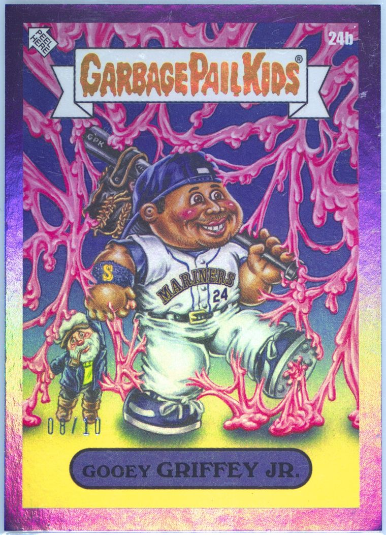 2023 Topps Garbage Pail Kids X MLB Series 3 Purple Foil #24b Gooey Griffey Jr. front