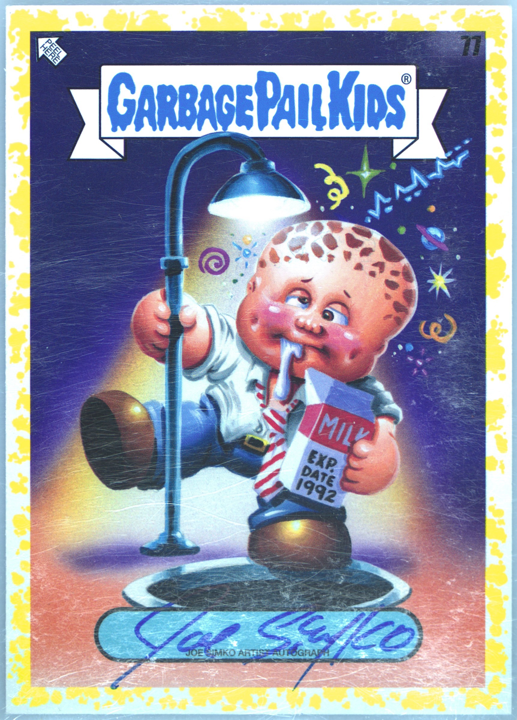 2023 Topps Garbage Pail Kids Intergoolactic Mayhem Artist Autographs Fool's Gold #77 Joe Simko front