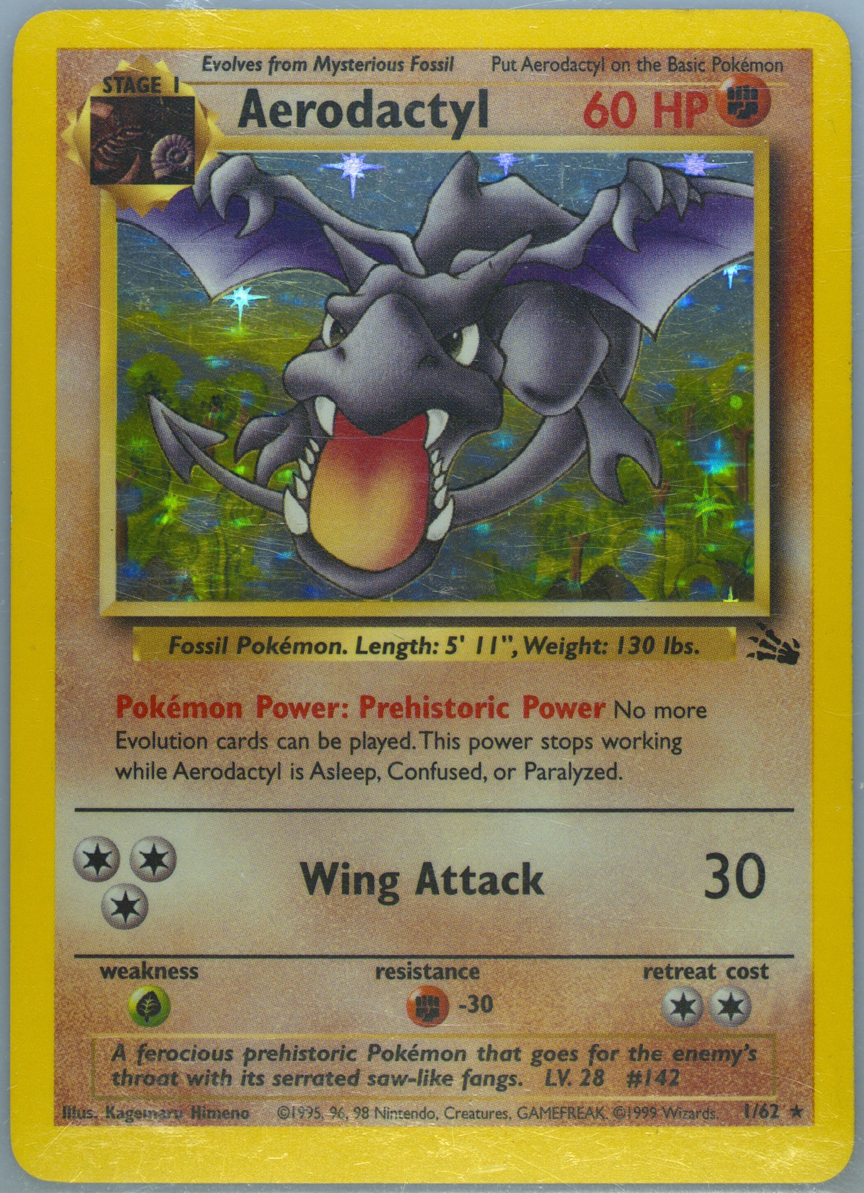 aerodactyl pokemon card 1 62 Pokemon - Fossil - Aerodactyl (Prerelease) main image 1
