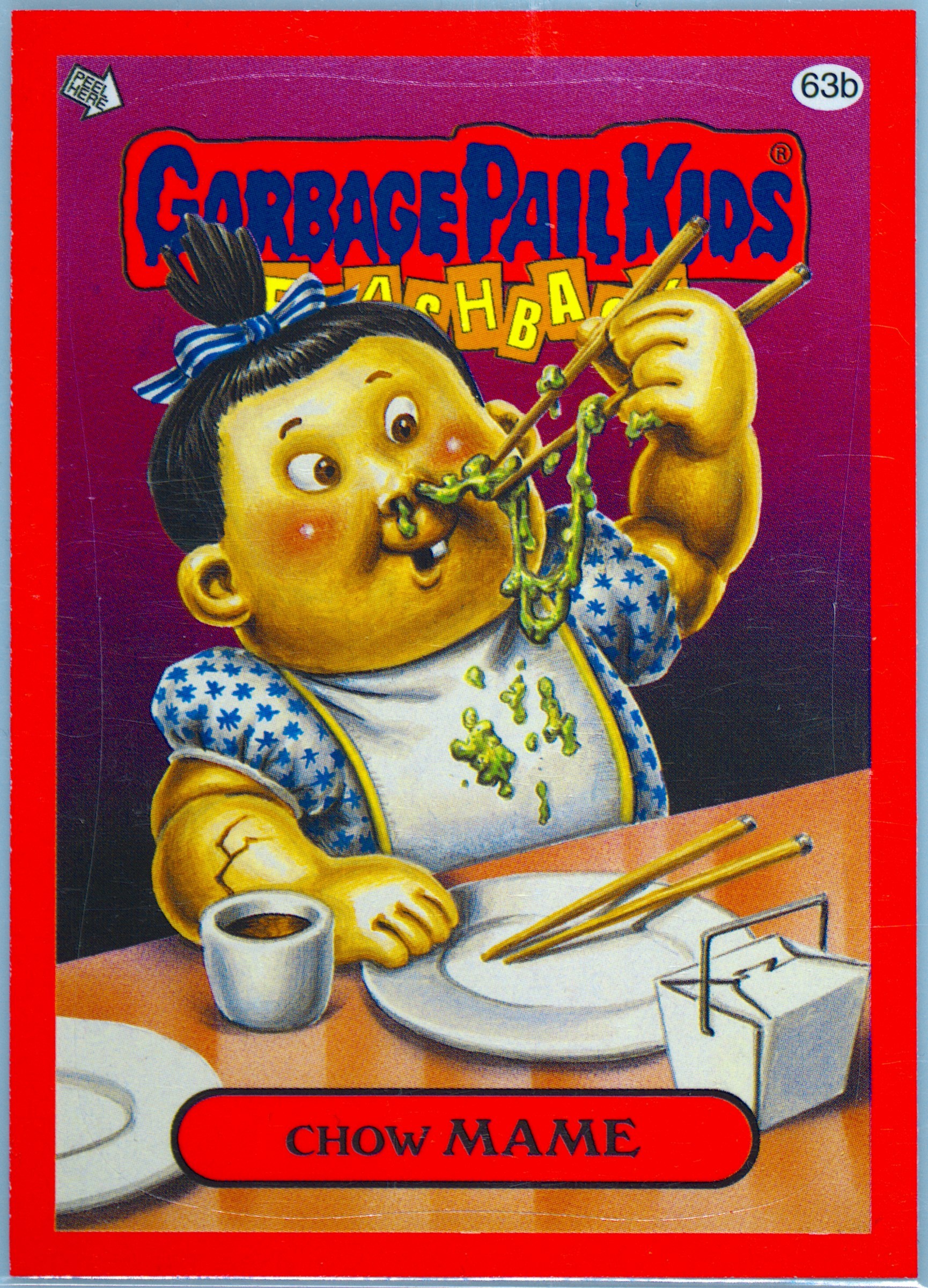 2011 Topps Garbage Pail Kids Flashback Series 3-Stickers Pink #63b Chow Mame front