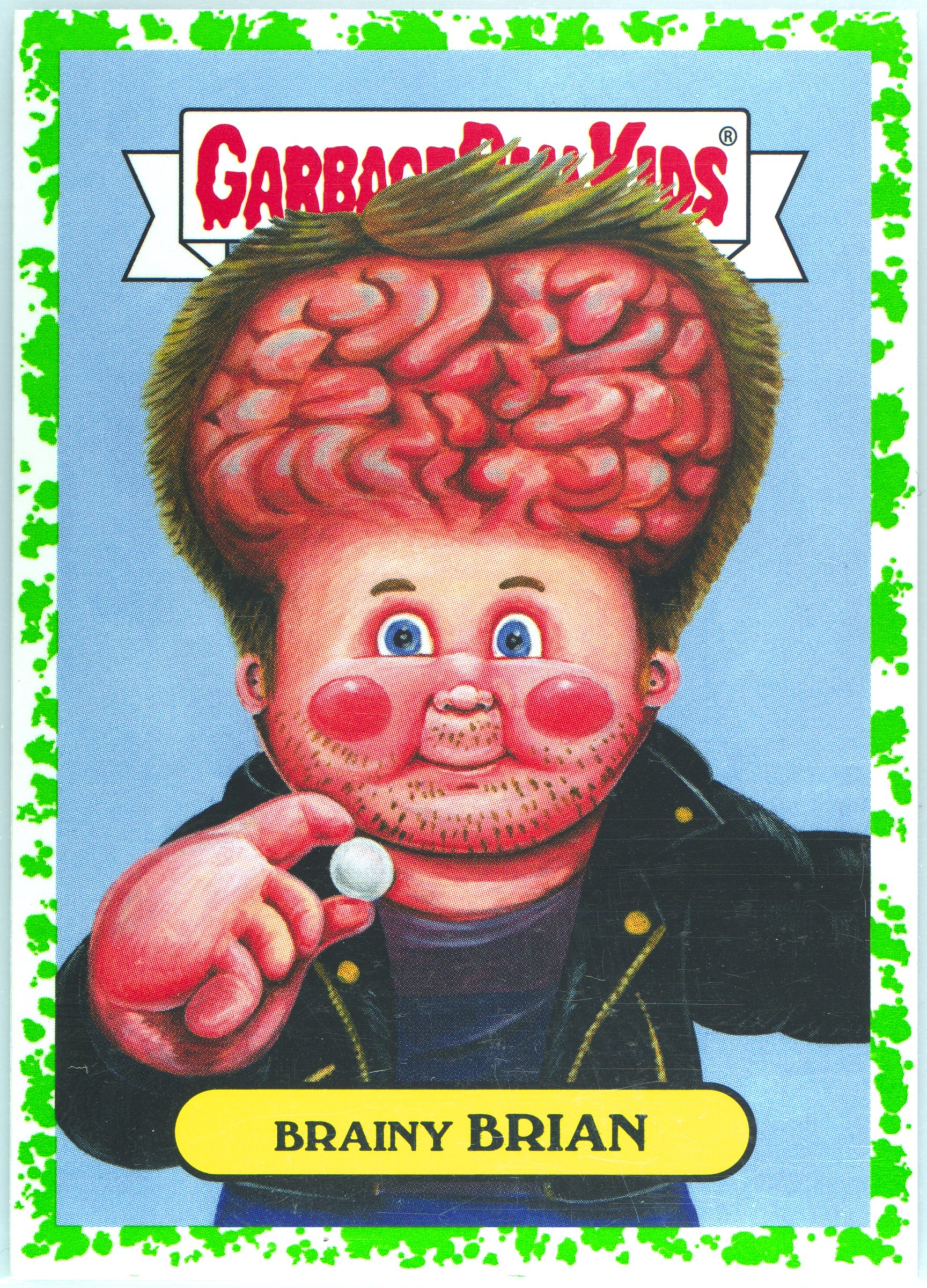 2016 Topps Garbage Pail Kids Trashy Tv Sci-Fi Tv Series Sticker Puke #5b Brainy Brian front