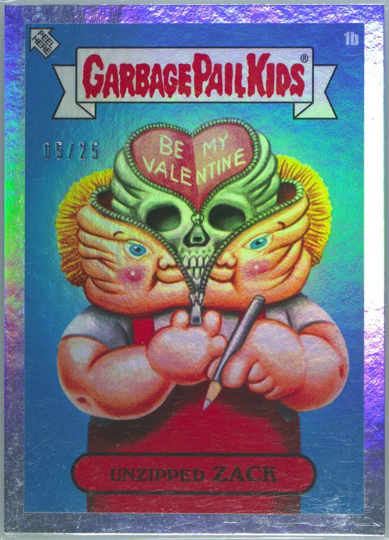 2024 Topps Garbage Pail Kids Valentine'S Day: Putrid Poetry Rainbow Foil #1b Unzipped Zack front