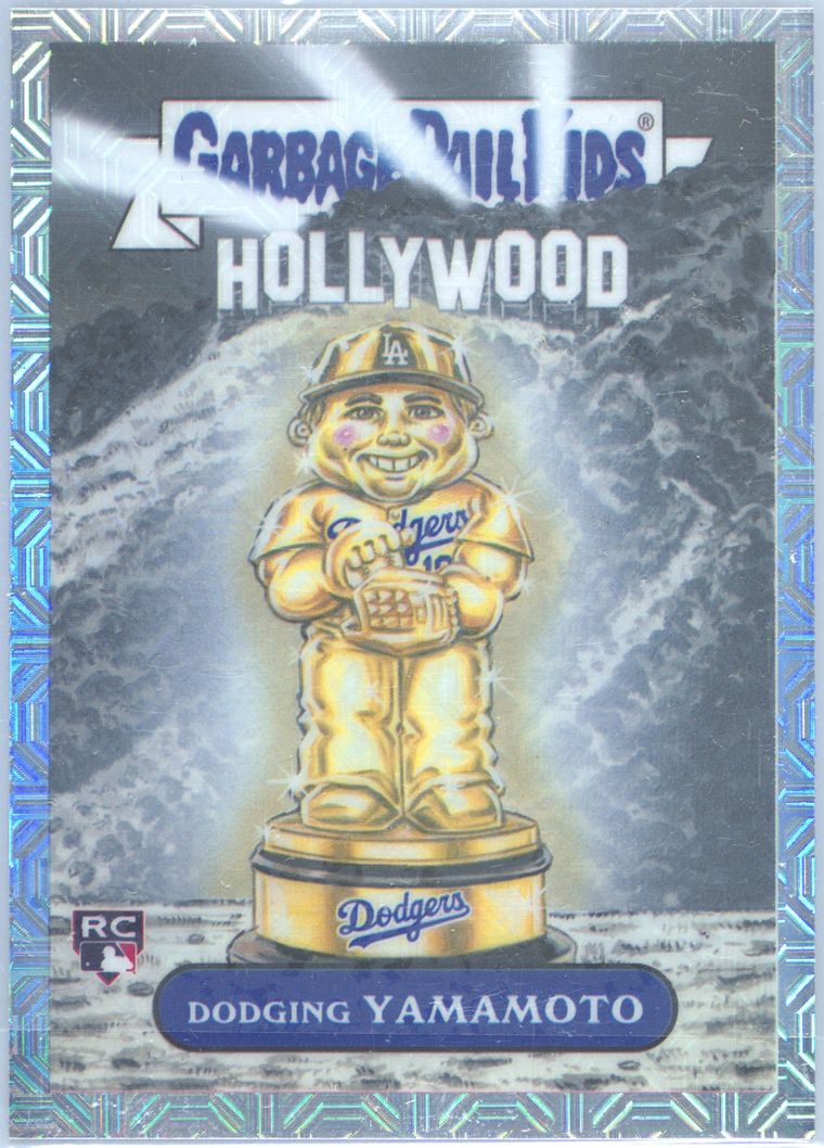 Yoshinobu Yamamoto Dodging Yamamoto #21 PSA 9 Garbage Pail Kids card front