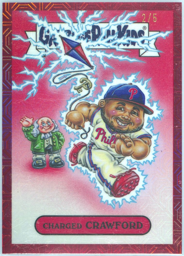 2024 Topps Garbage Pail Kids Red Refractor #13 CHARGED CRAWFORD front