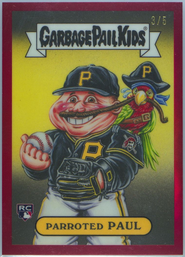 2024 Topps Bowman Chrome Garbage Pail Kids #bgp14 Paul Skenes Parroted Paul Red front