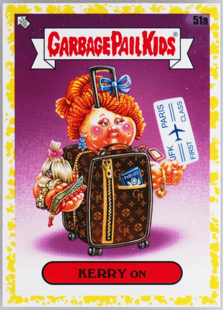 2023 Topps Garbage Pail Kids Go On Vacation Phlegm Yellow #51a Kerry On front