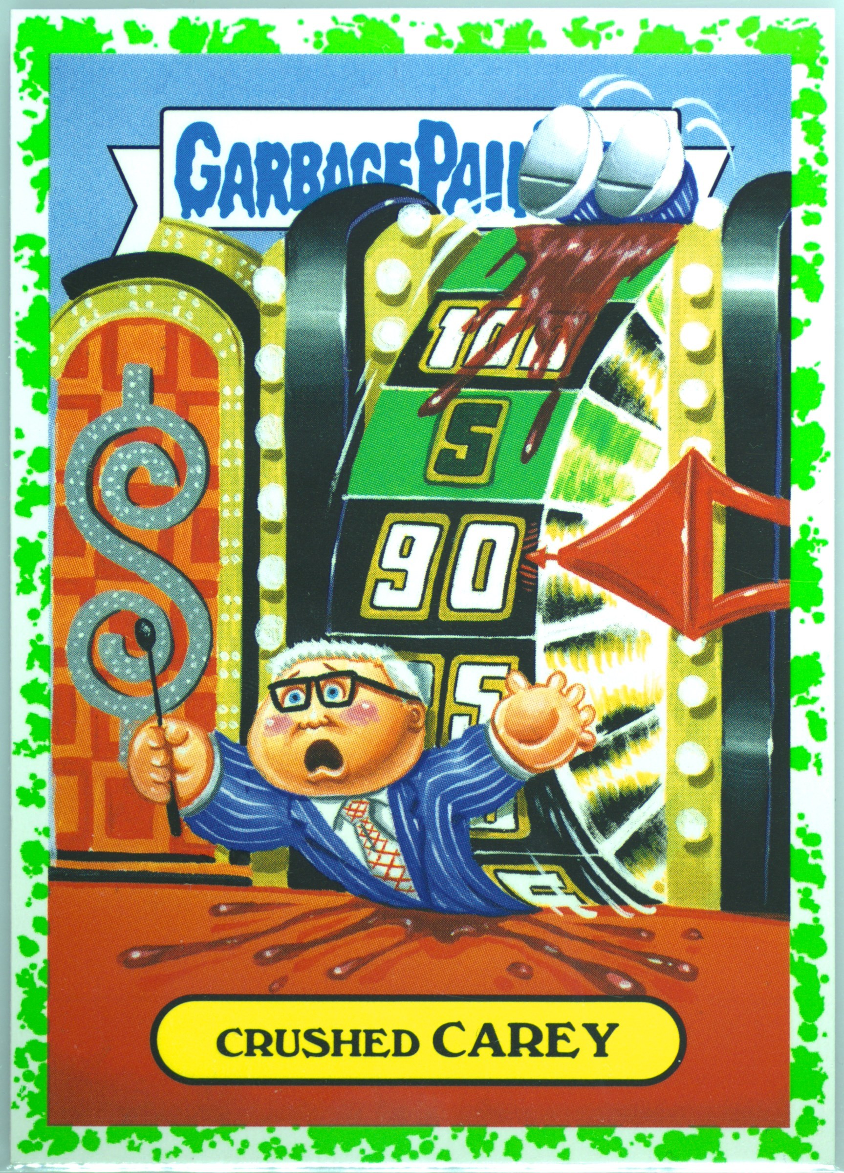 2016 Topps Garbage Pail Kids Trashy TV Game Show Sticker Puke #3b Crushed Carey front