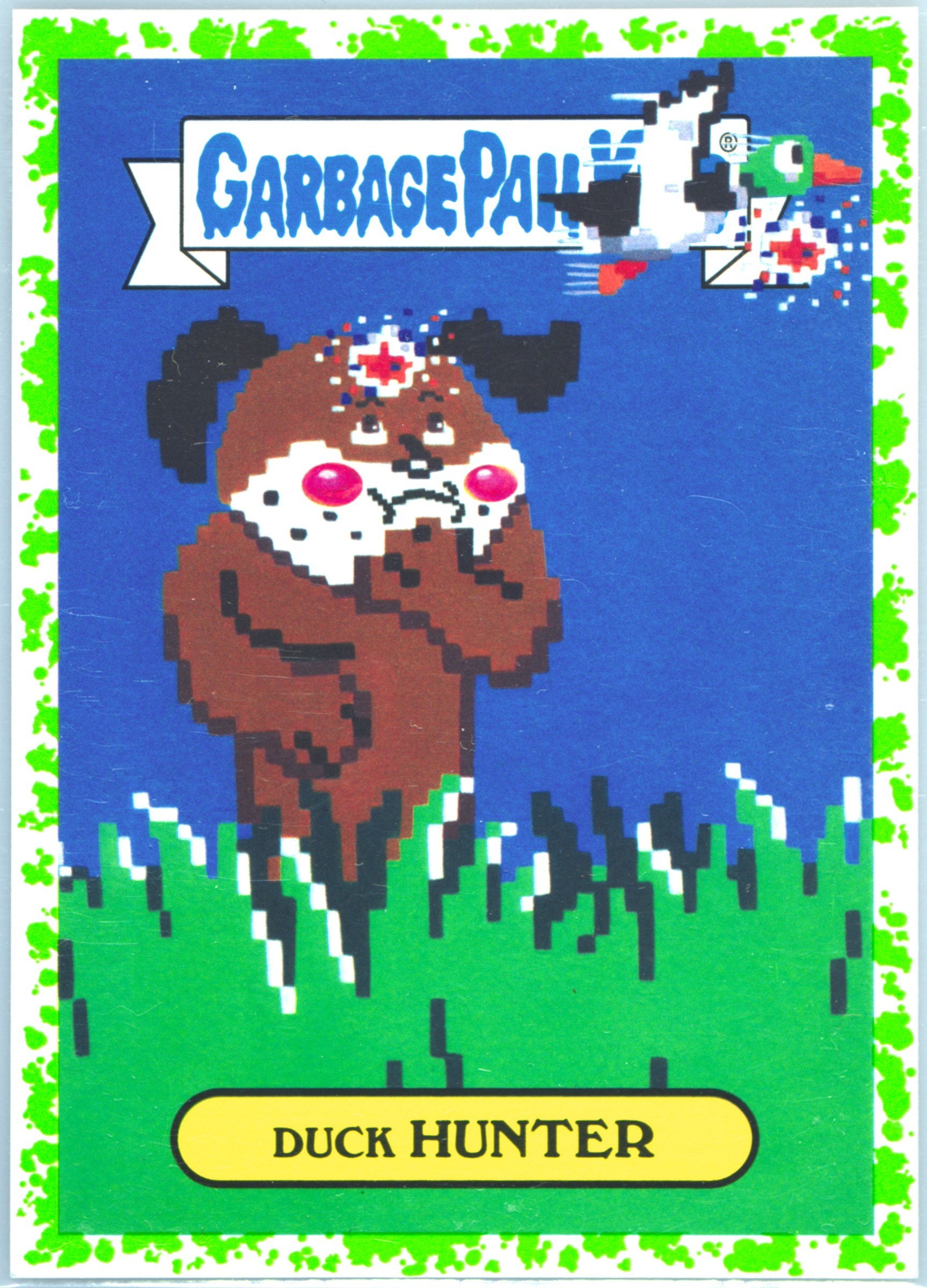 2018 Topps Garbage Pail Kids Series 1 80's Video Games Stickers Puke #7a Duck Hunter front