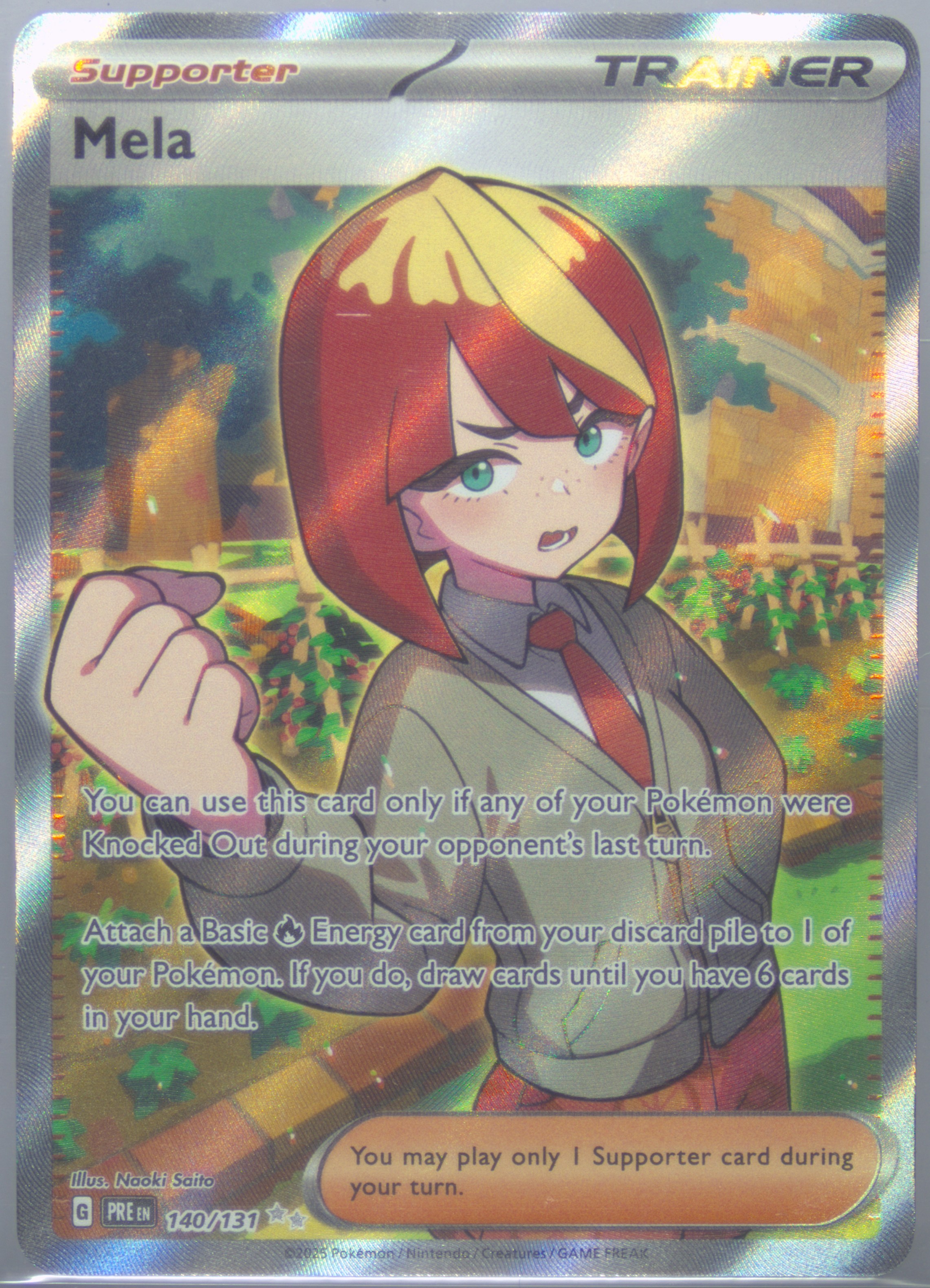 mela pokemon card - 254/182 - Paradox Rift - Special Illustration Rare You may play only 1 Supporter card during your turn Spec Details