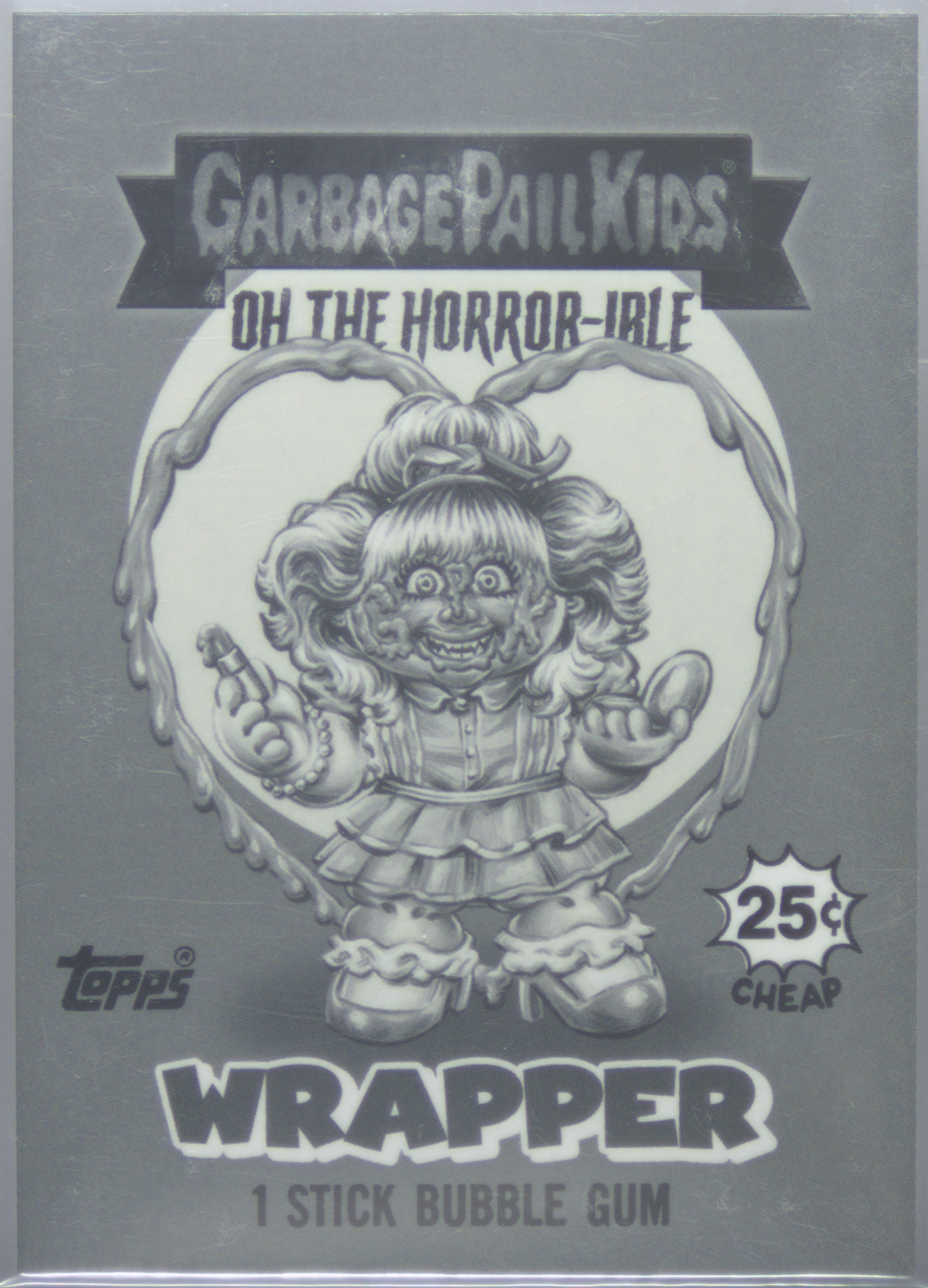 2024 Topps Garbage Pail Kids Oh The Horror-Ible Black & White #25 Wrapper front