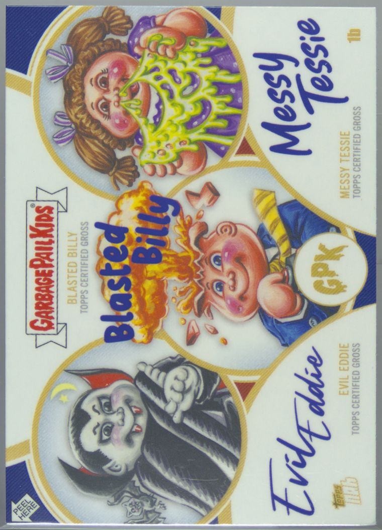 2024 Topps Garbage Pail Kids Media Menace #1b Blasted Billy/Evil Eddie/Messy Tessie front
