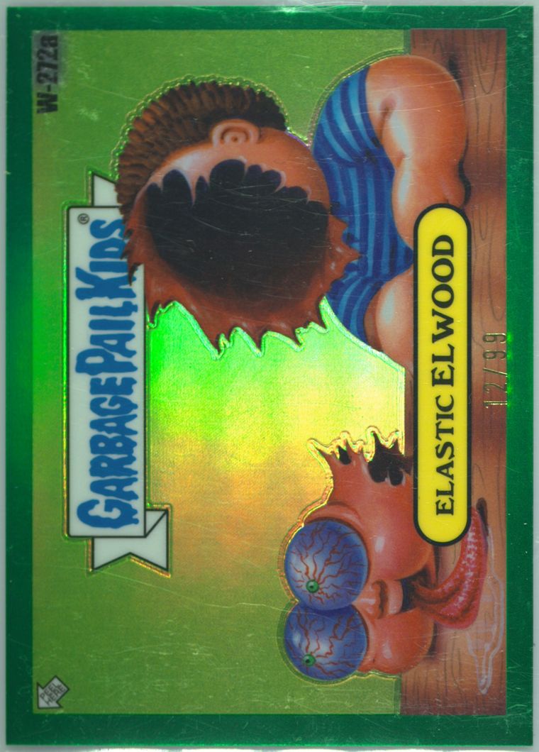 2024 Topps Chrome Garbage Pail Kids Original Series 7 Where Are They Now Green Refractor #w272a Elastic Elwood front