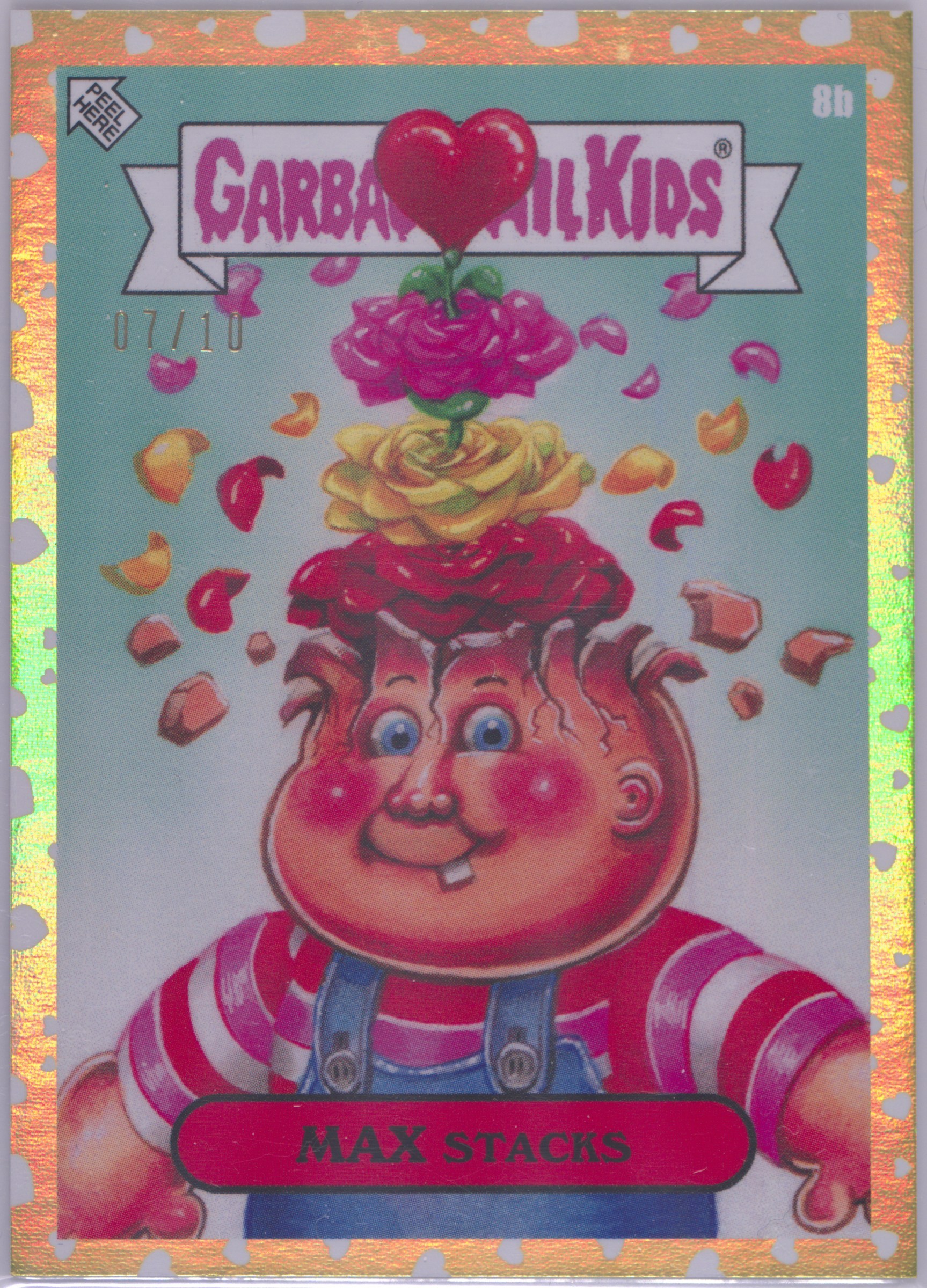 2025 Topps Garbage Pail Kids Valentine's Day Yellow Hearts #8b Max Stacks front