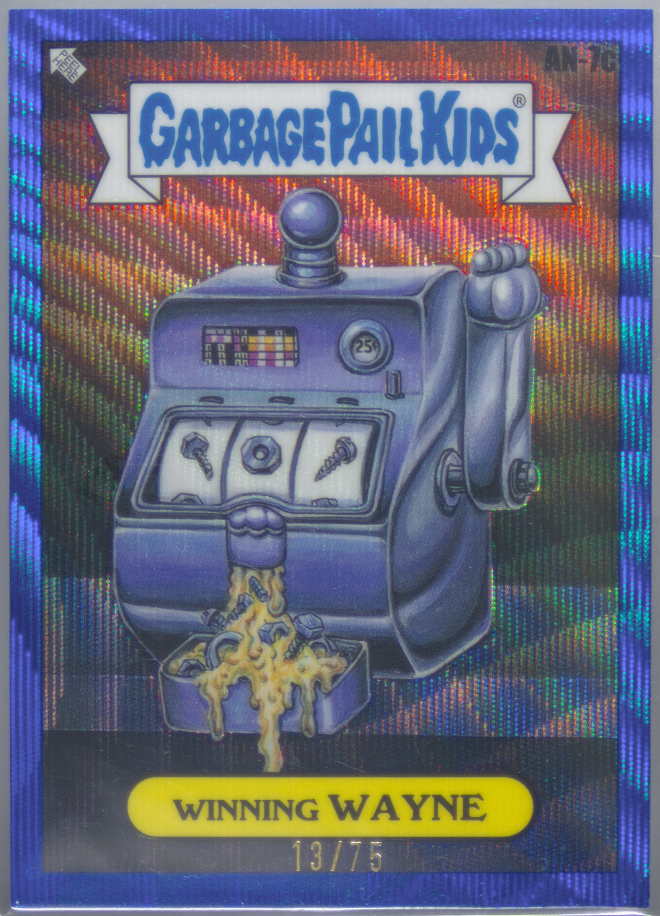 2024 Topps Garbage Pail Kids Chrome Blue Wave Refractor #an7c Winning Wayne front
