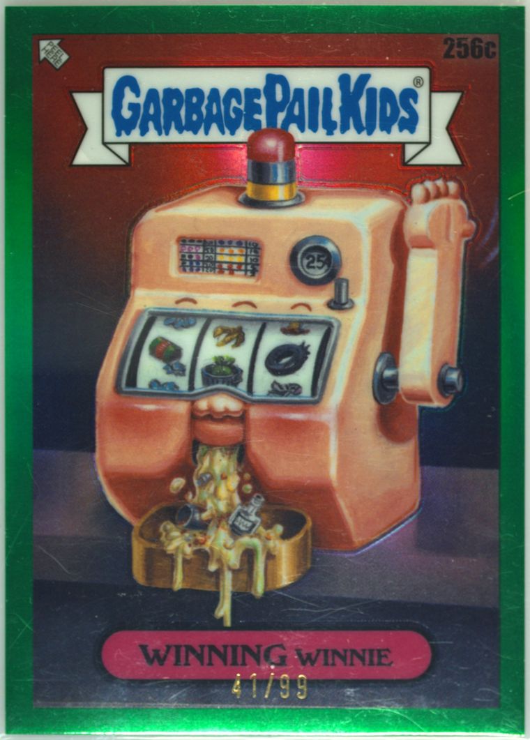 2024 Topps Garbage Pail Kids Chrome Green Refractor #256c Winning Winnie front