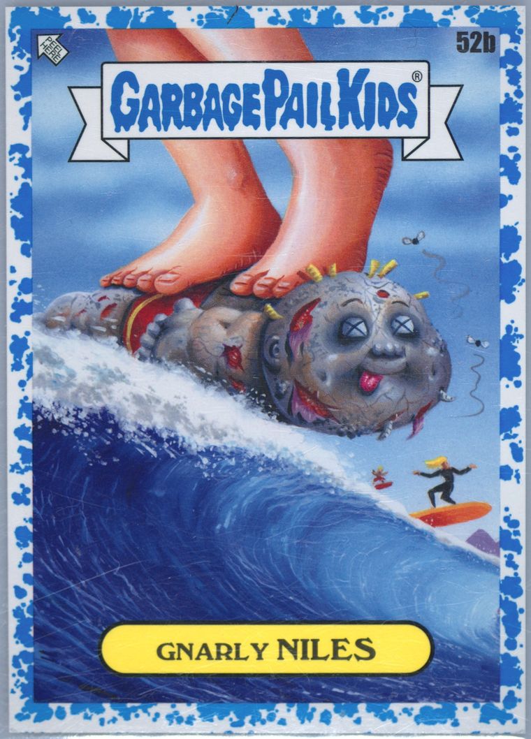 2023 Topps Garbage Pail Kids Go On Vacation Spit Blue #52b Gnarly Niles front