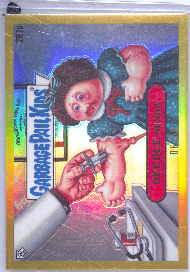 2024 Topps Garbage Pail Kids Chrome Gold Refractor #287c Needle Nessa front
