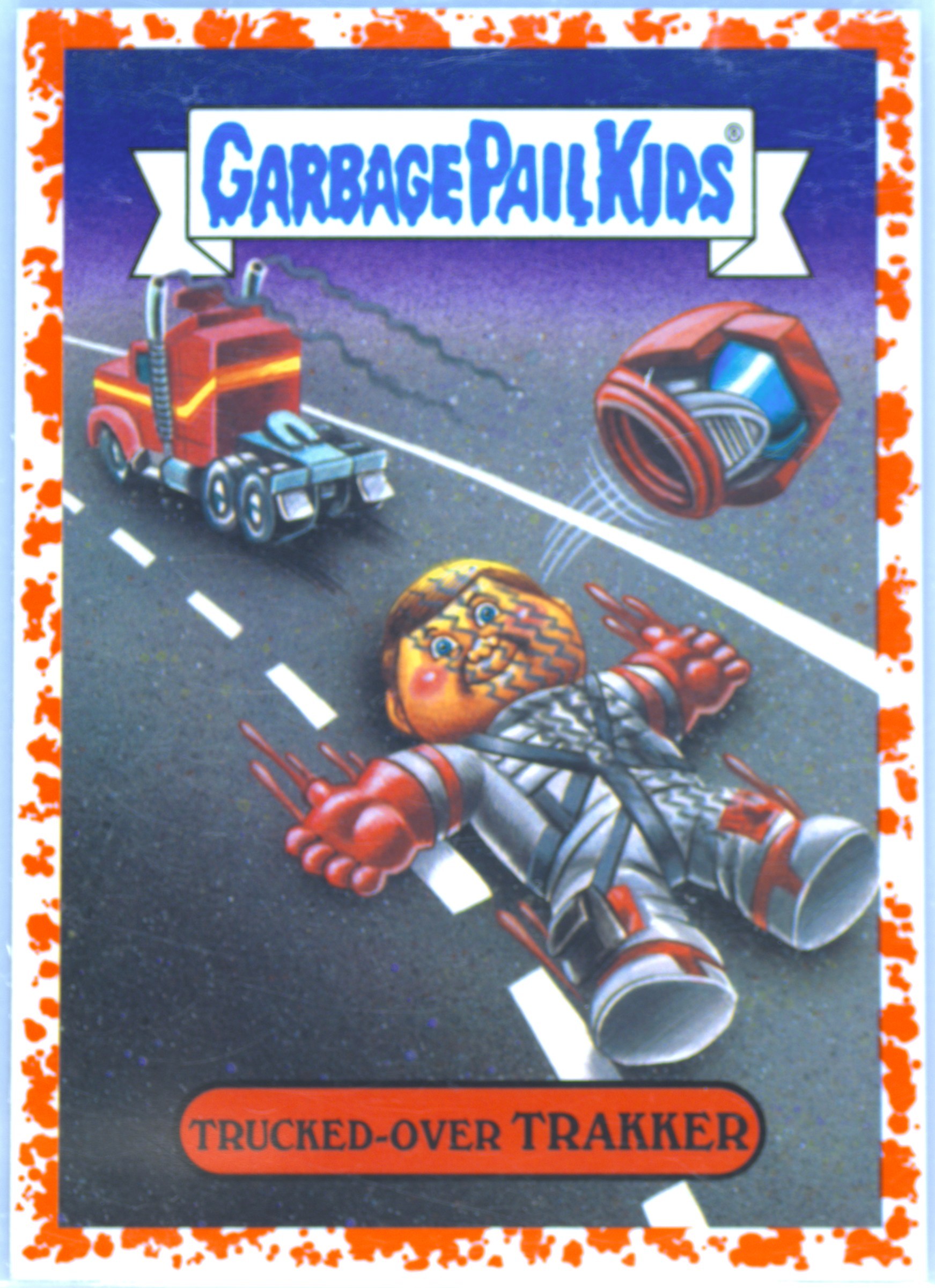 2018 Topps Garbage Pail Kids Series 1 80'S Cartoons Stickers Bloody Nose #4b Trucked-Over Trakker front