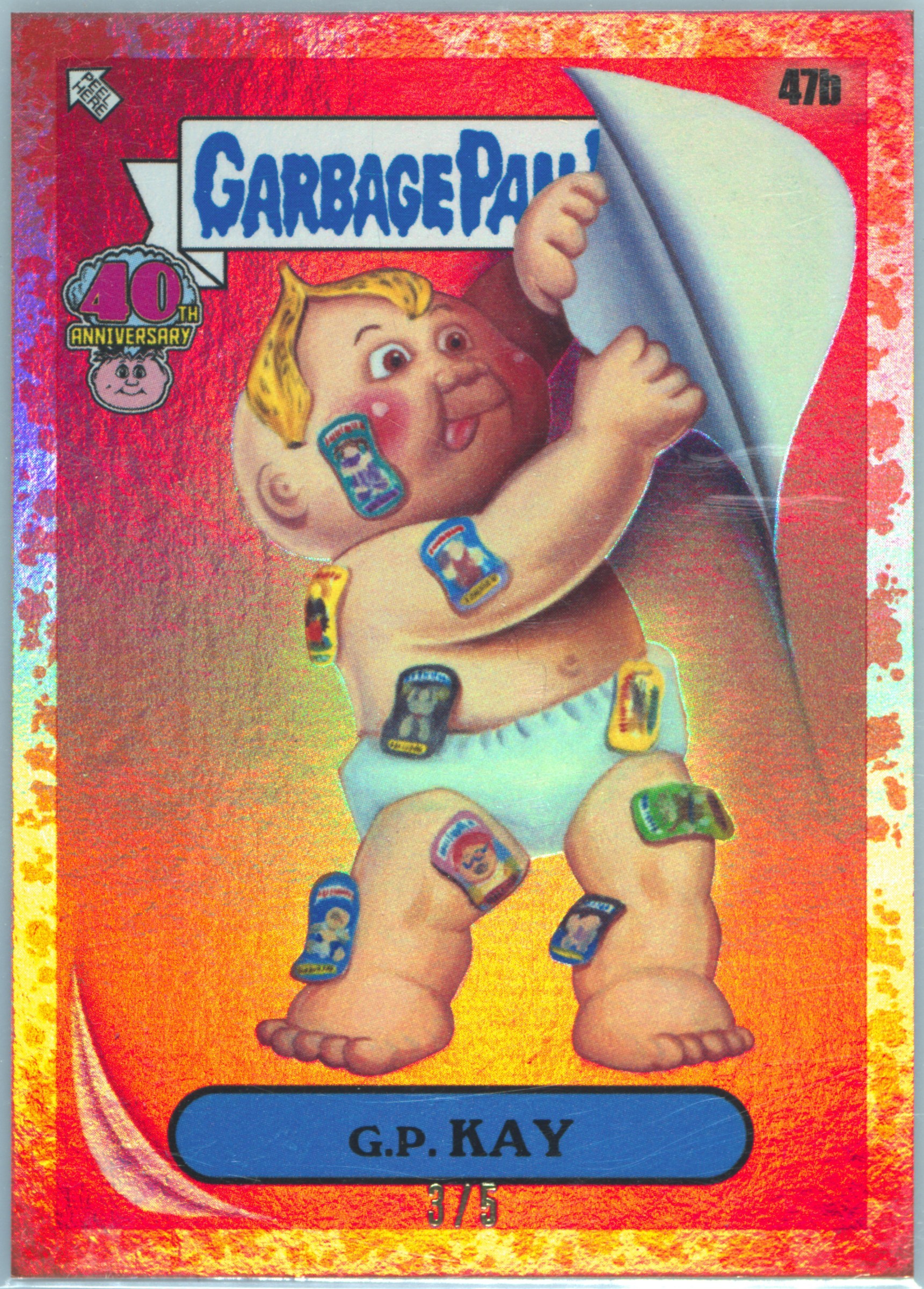 2025 Topps Worst Of Garbage Pail Kids 40th Anniversary Bloody Nose Red #47b G.P. Kay front