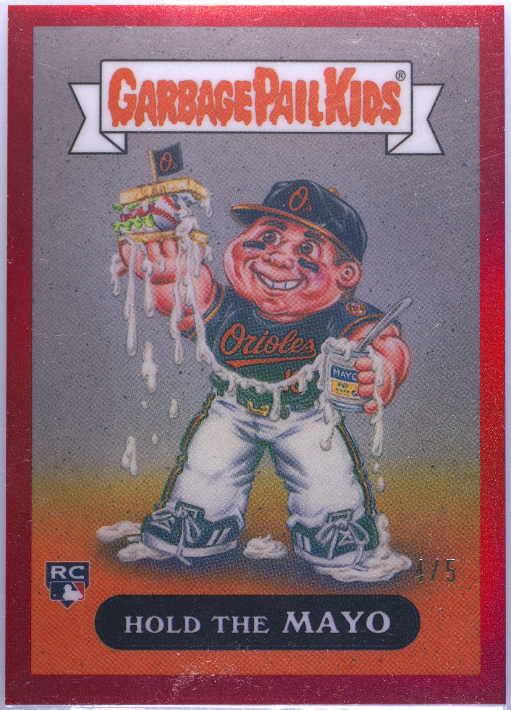 2025 Topps Bowman Chrome Bowman GPK Red Refractor #bgp-6 Coby Mayo Hold The Mayo front