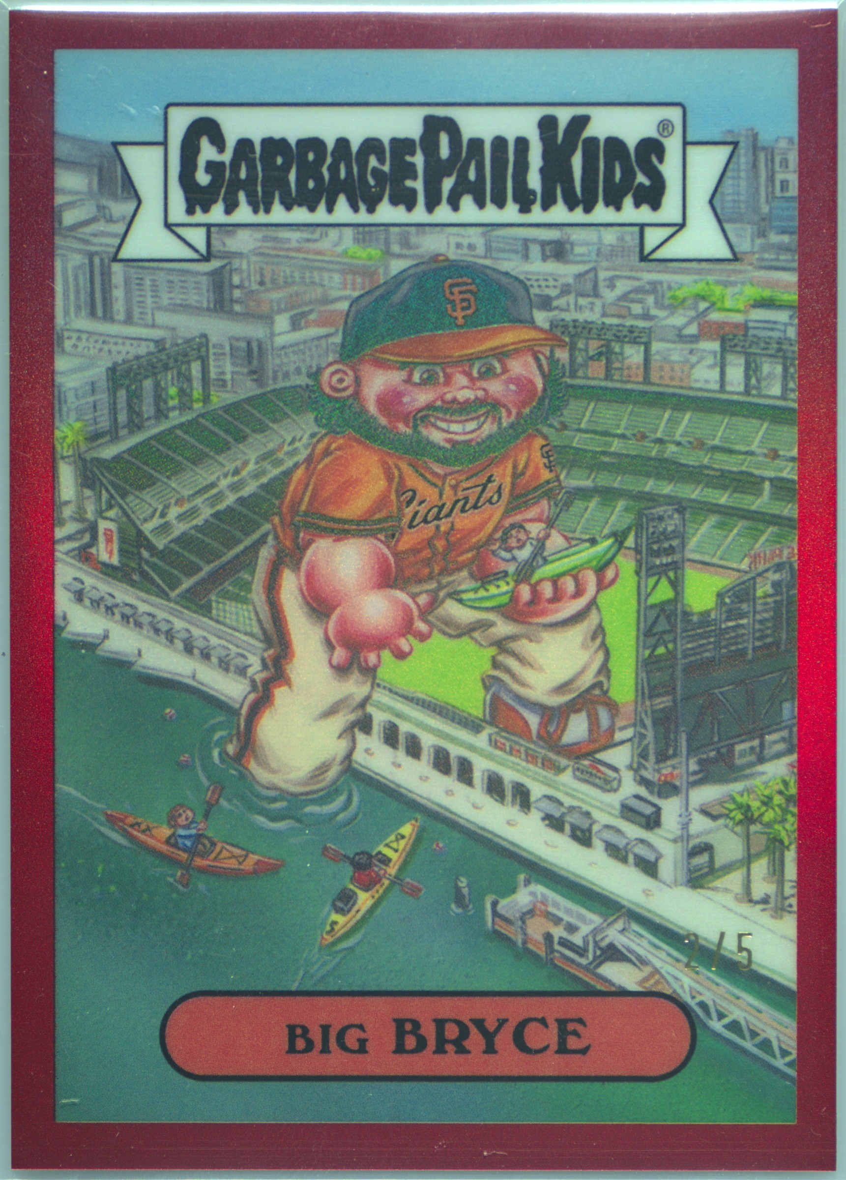 2025 Topps Bowman Chrome Bowman GPK Red Refractor #bgp-40 Bryce Eldridge Big Bryce front