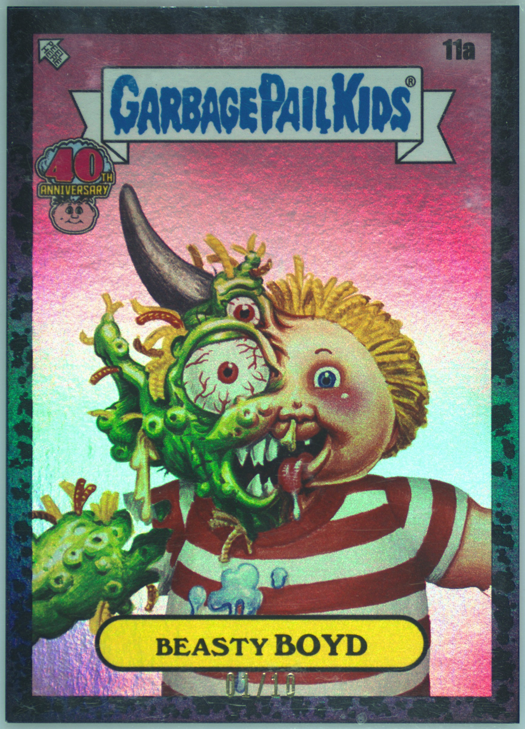 2025 Topps Worst Of Garbage Pail Kids 40th Anniversary Bruising Black #11a Beasty Boyd front