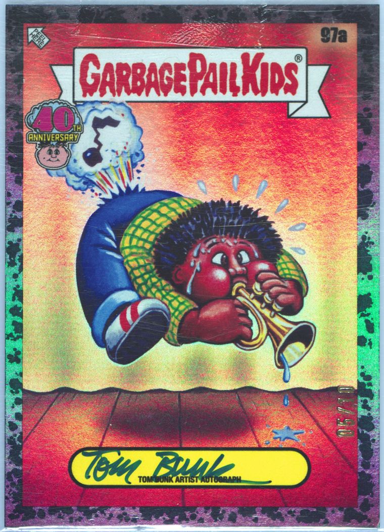 2025 Topps Worst Of Garbage Pail Kids 40th Anniversary Artist Autographs Bruised Black #97a Tom Bunk front