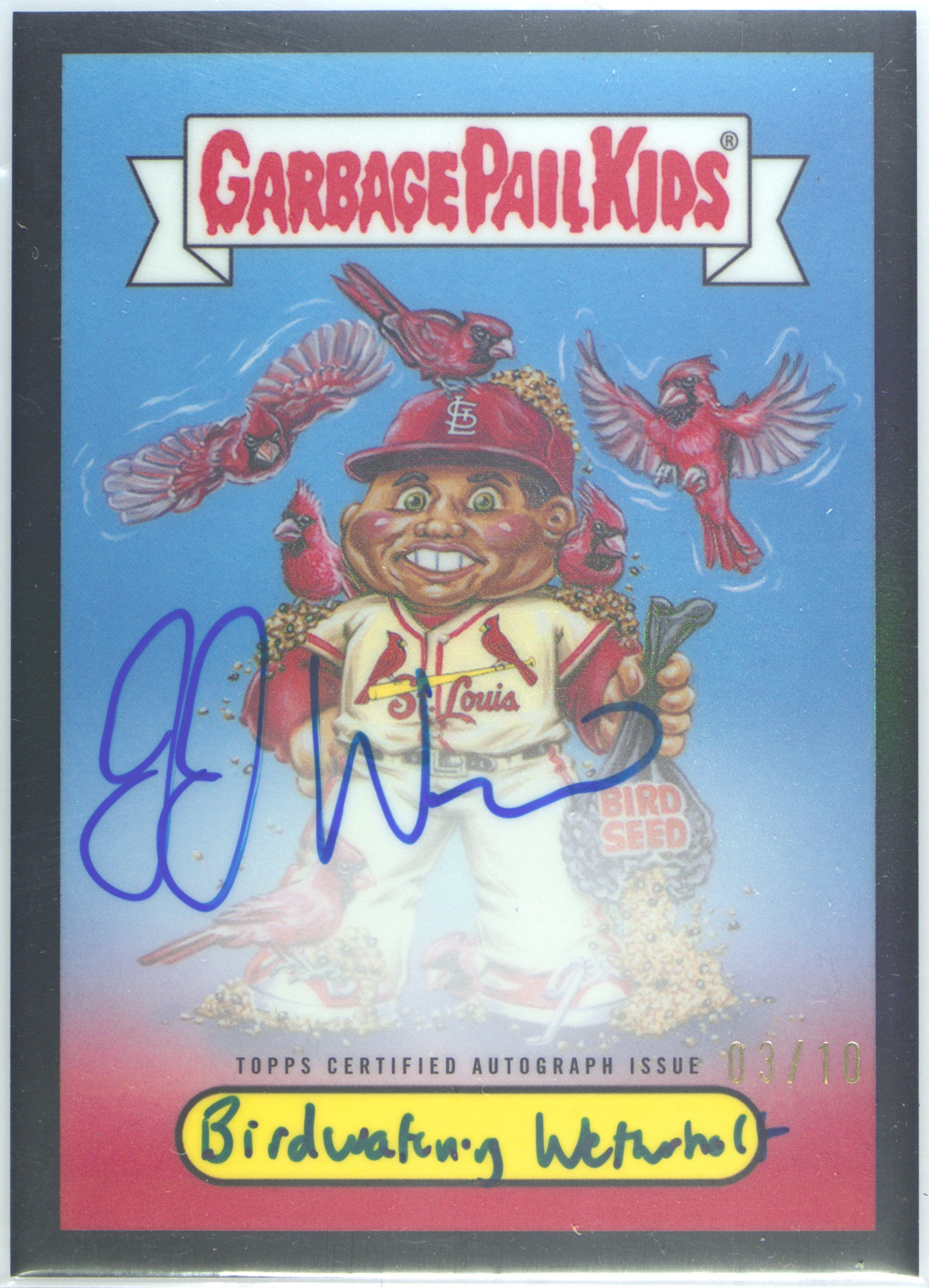 JJ Wetherholt Birdwatching Wetherholt #BGP-JW PSA 10 Garbage Pail Kids card front