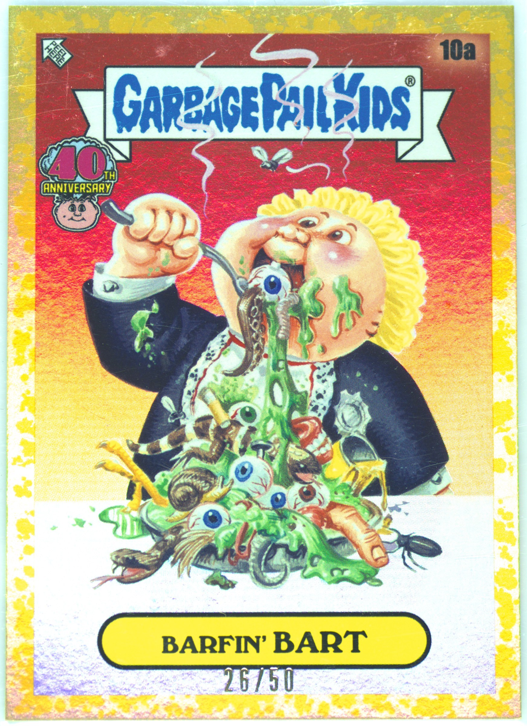 2025 Topps Worst Of Garbage Pail Kids 40th Anniversary Fool'S Gold #10a Barfin' Bart front