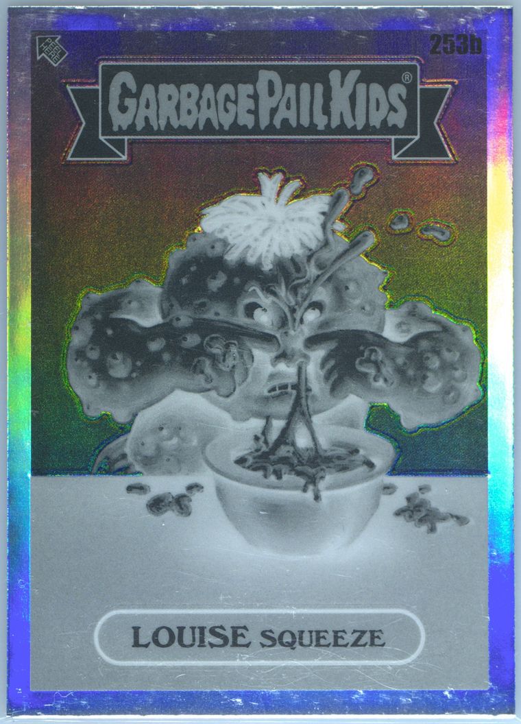 Louise Squeeze #253B Negative Refractor PSA 10 Garbage Pail Kids card front