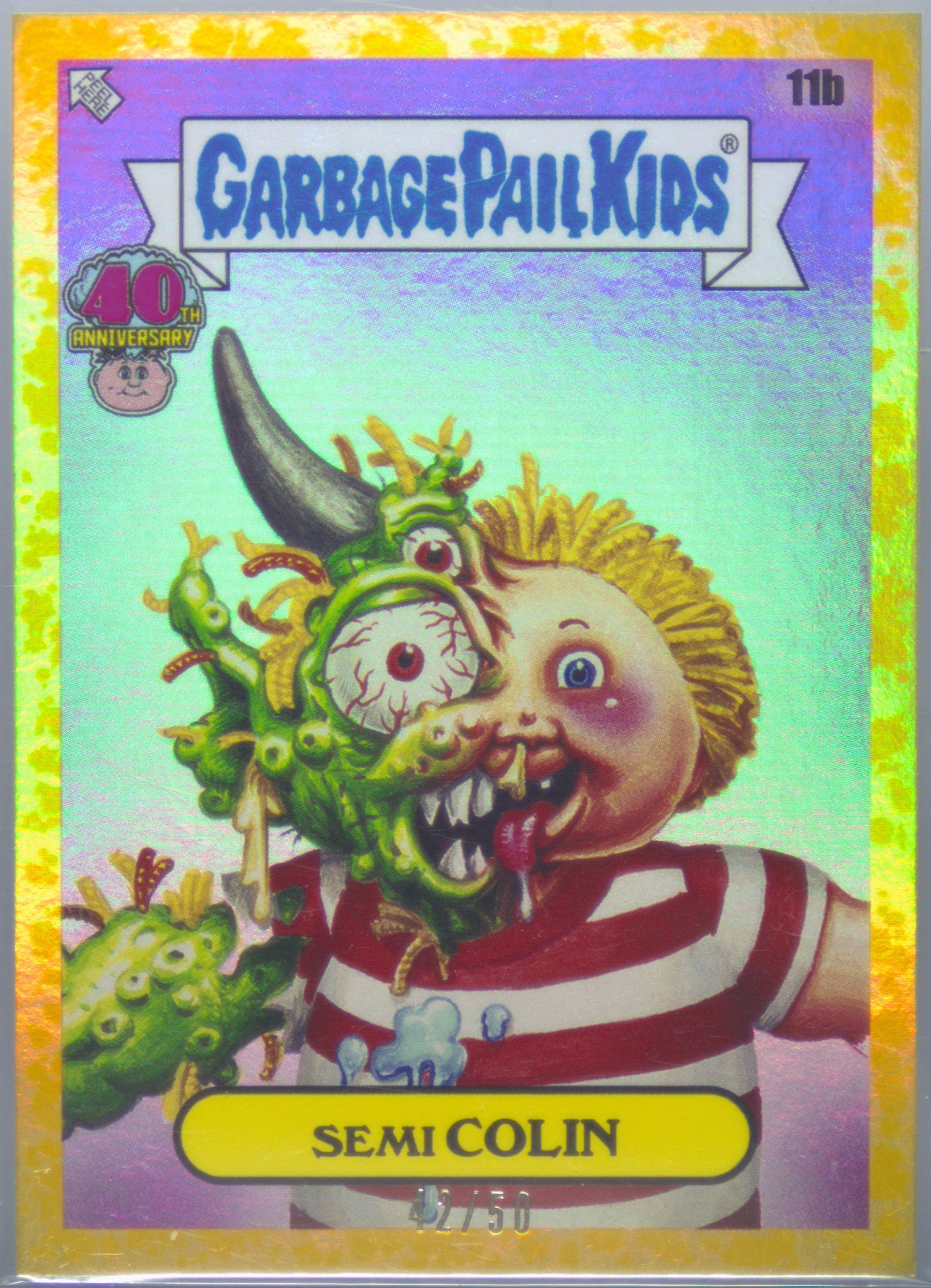2025 Topps Worst Of Garbage Pail Kids 40th Anniversary Fool'S Gold #11b Semi Colin front