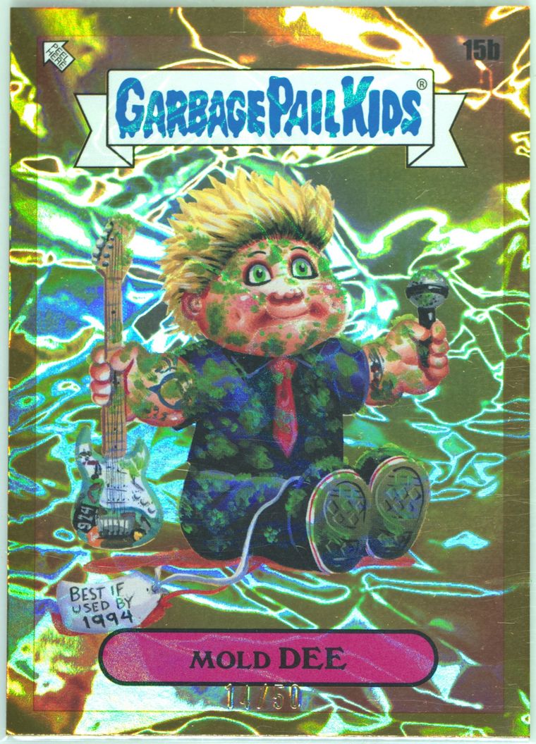2024 Topps Garbage Pail Kids Battle Of The Bands Green Day Gold Crumple Foilboard #15b Mold Dee front