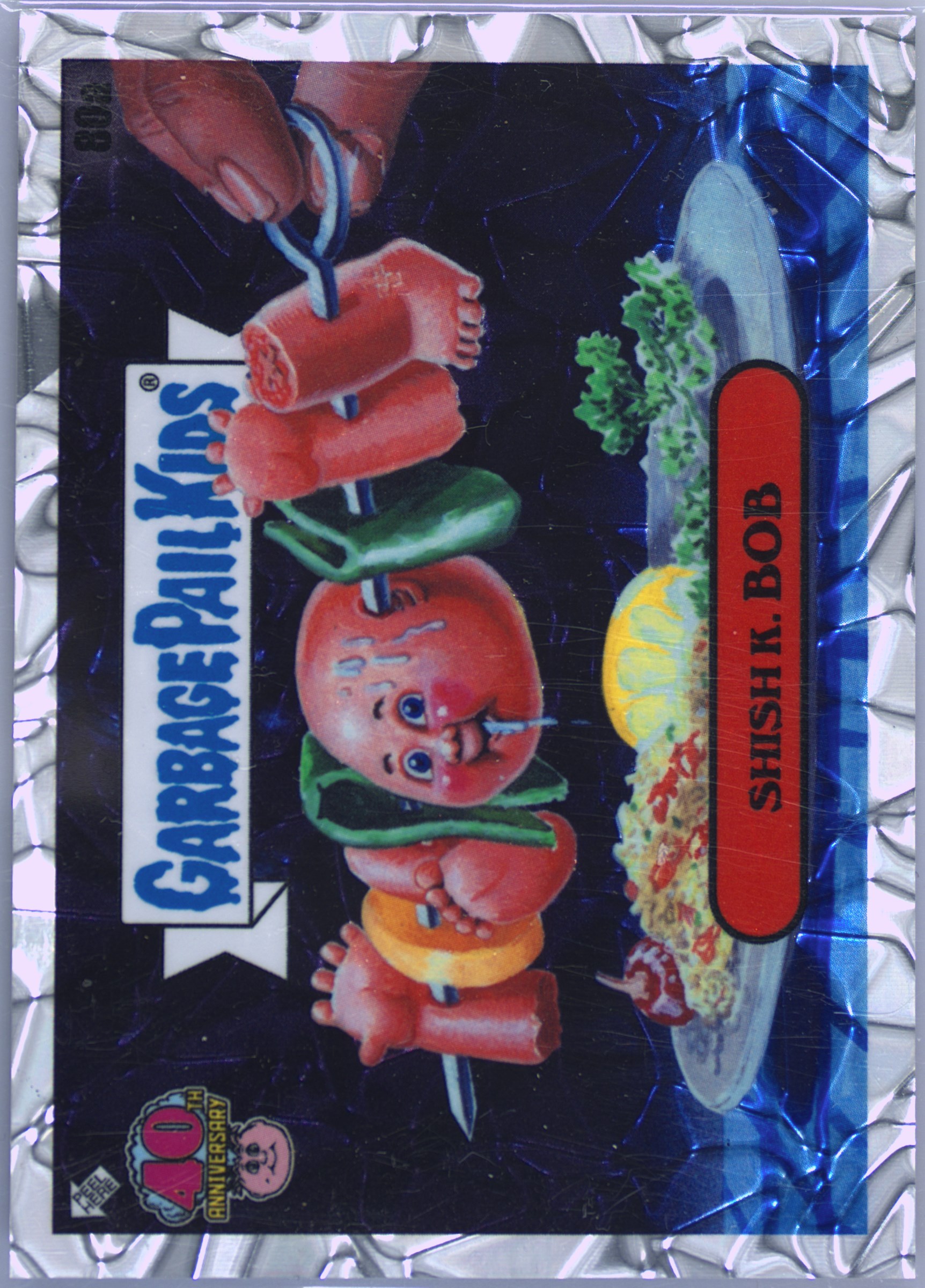 2025 Topps Worst Of Garbage Pail Kids 40th Anniversary Crumpled Garbage #80a Shish K. Bob front