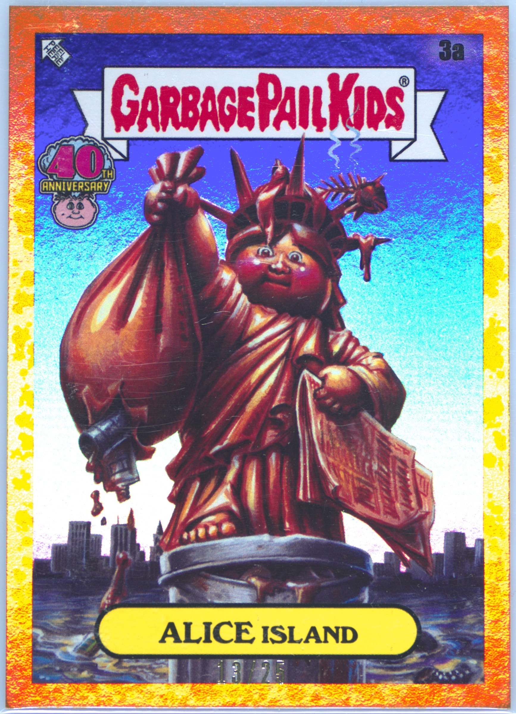 2025 Topps Worst Of Garbage Pail Kids 40th Anniversary Sour Orange #3a Alice Island front