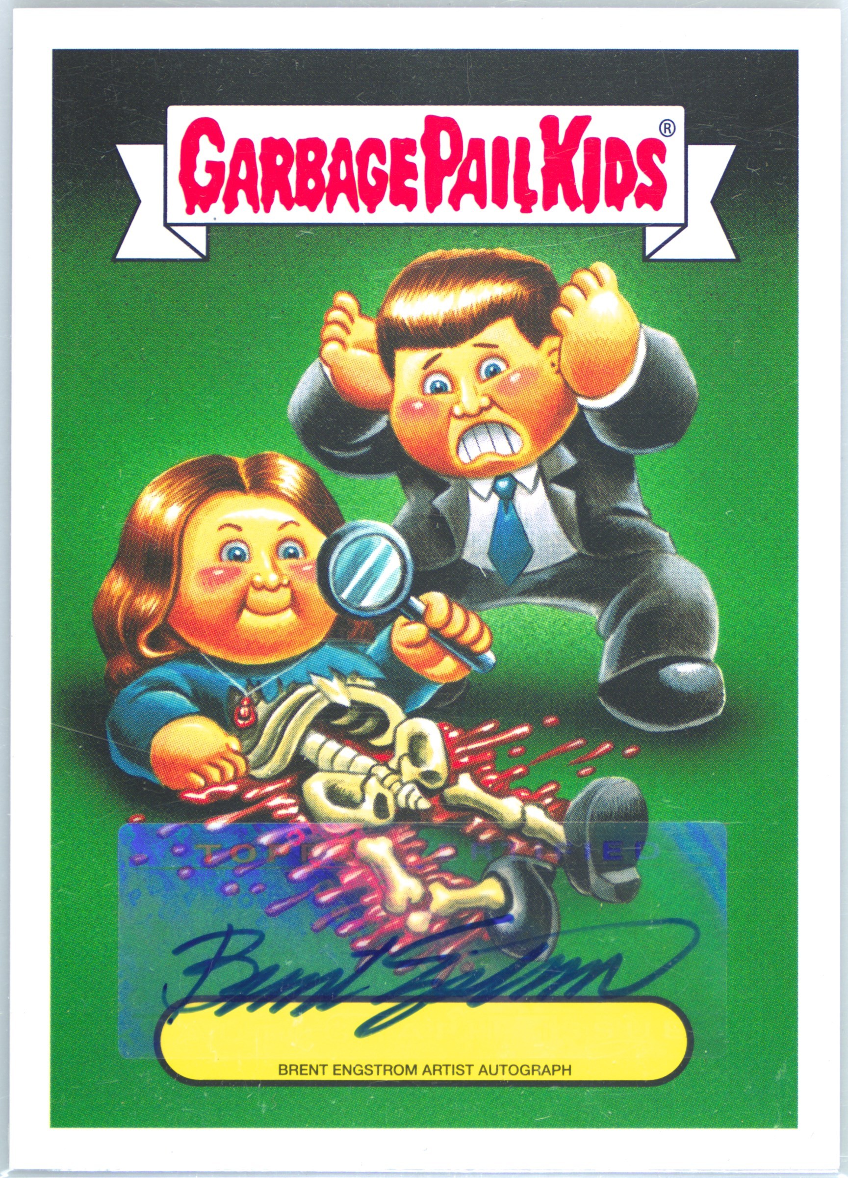 2016 Topps Garbage Pail Kids Trashy Tv Artist Autograph Bones Brent Engstrom Bones front