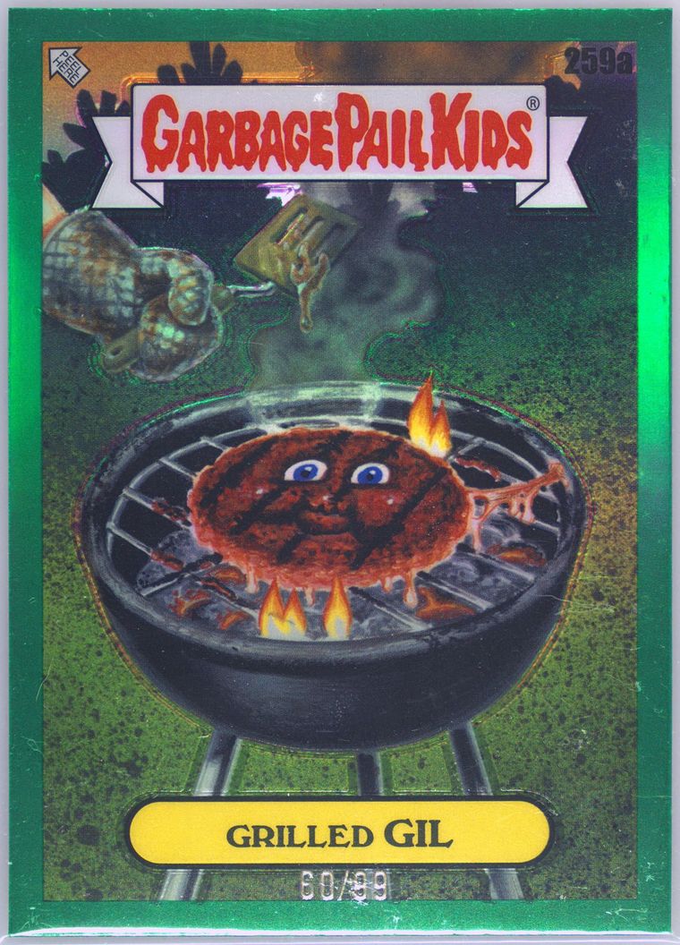 Grilled Gil #259A Green Refractor /99 PSA 9 Garbage Pail Kids card front
