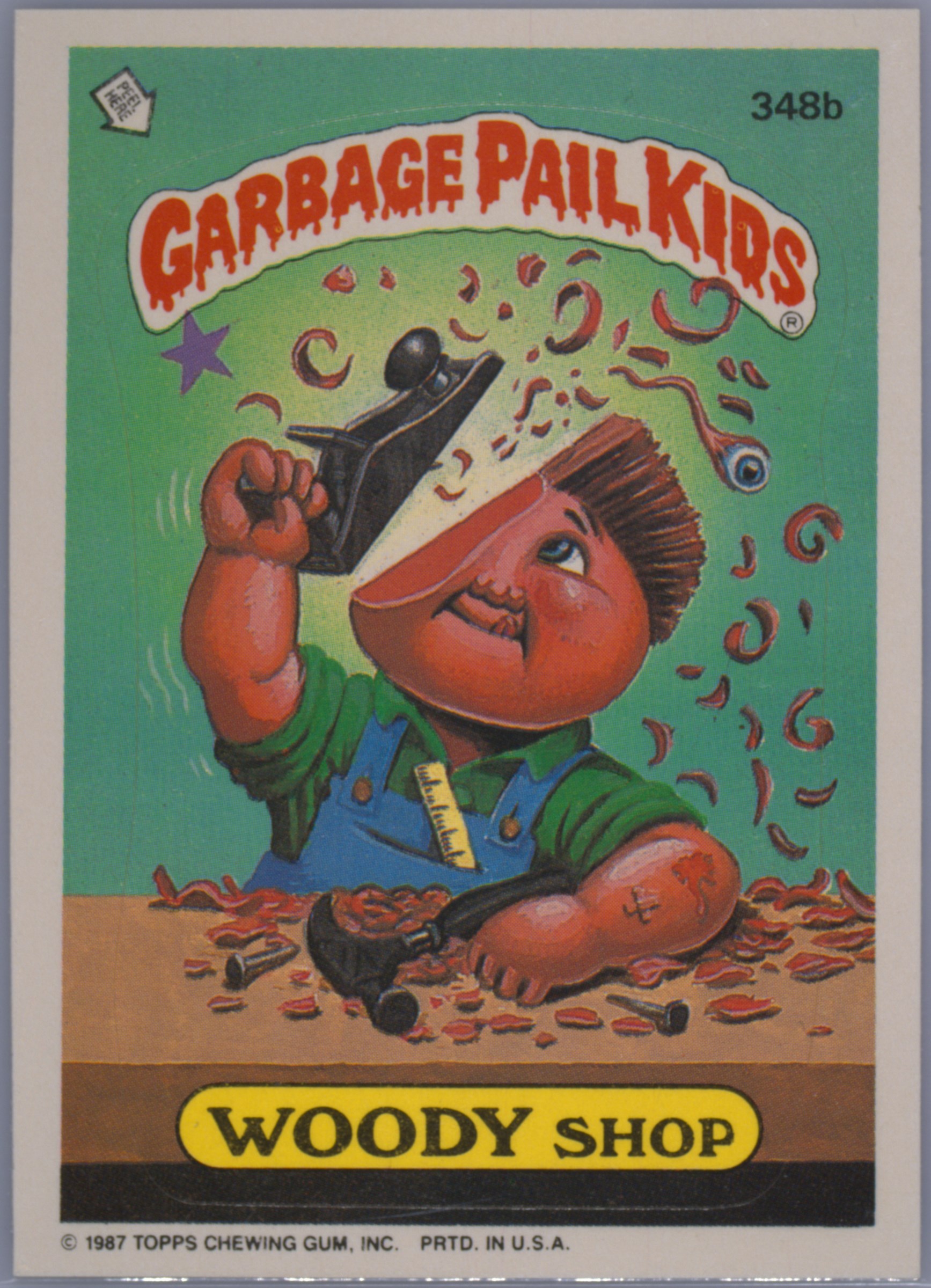 1987 Topps Garbage Pail Kids Original Series 9 #348b Woody Shop front