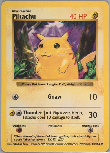 Auction Prices Realized Tcg Cards 1999 POKEMON GAME Pikachu